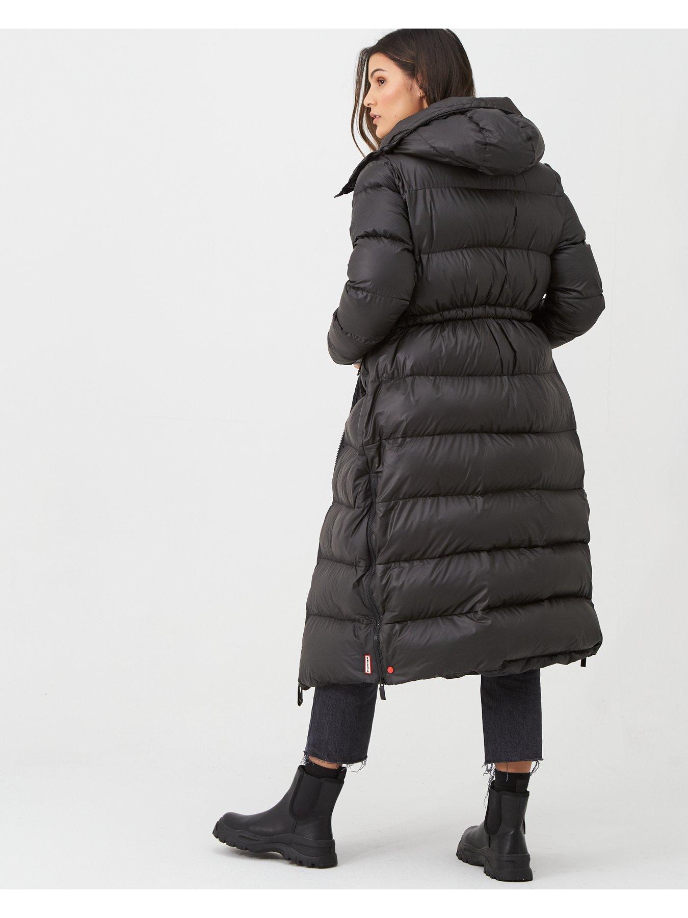 women's long padded coat with hood