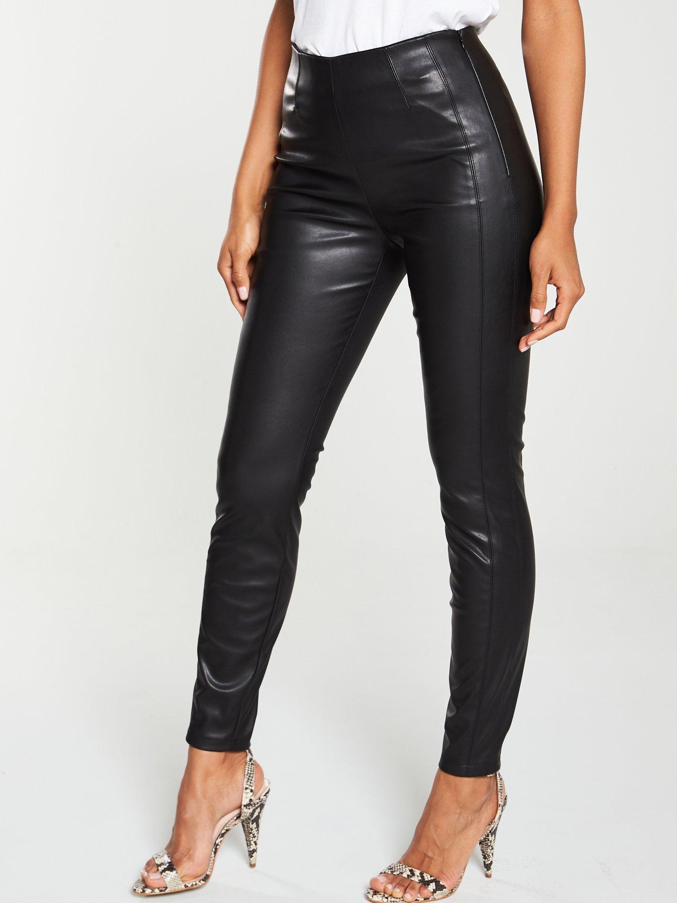 black faux leather skinny trousers