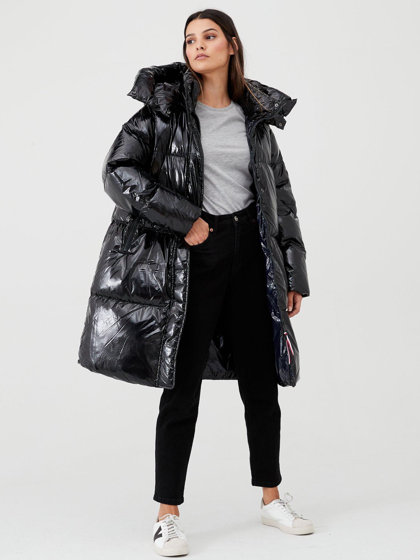 tommy hilfiger long gloss puffer