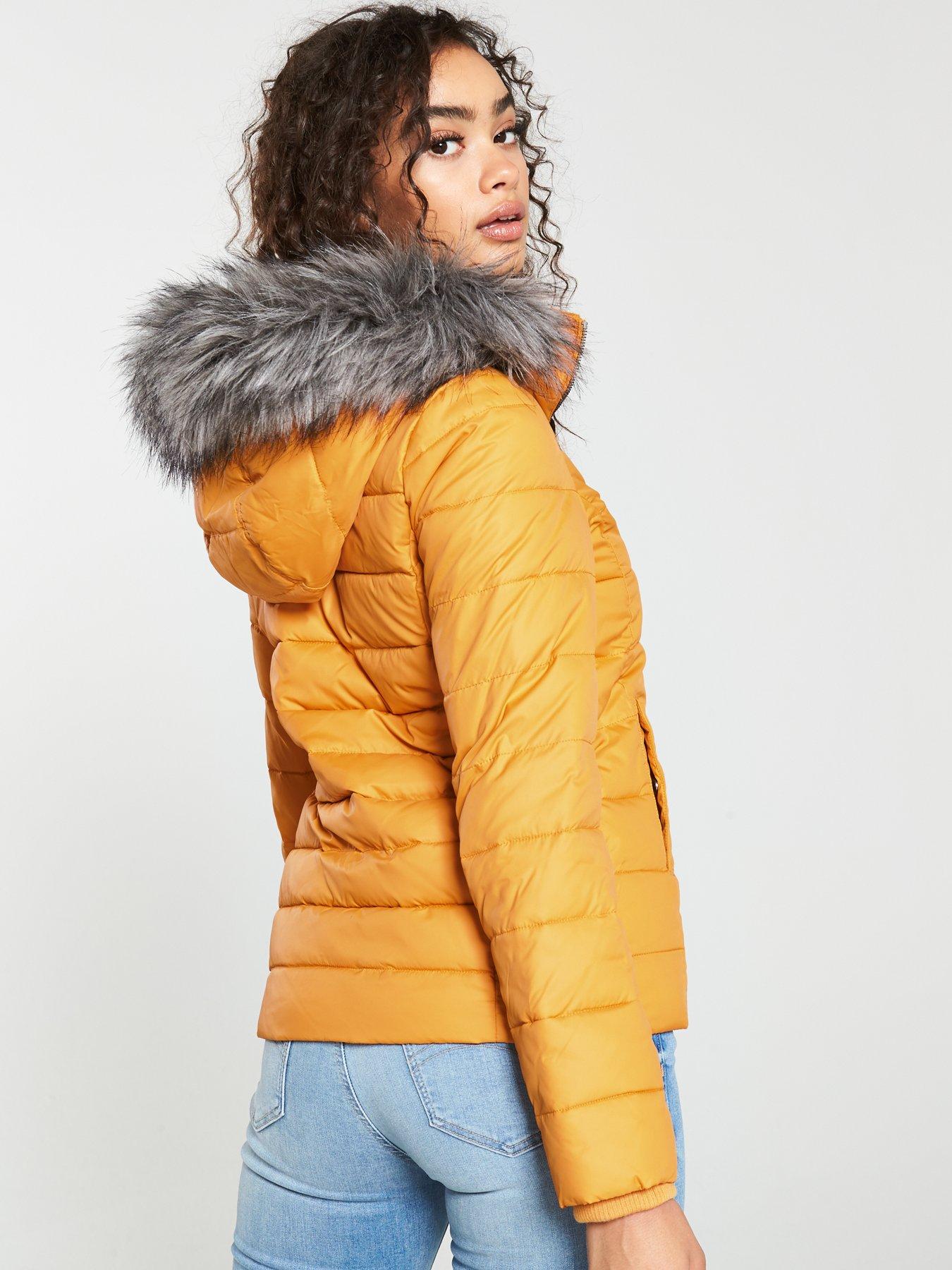 tommy jeans yellow oversized hooded puffer jacket