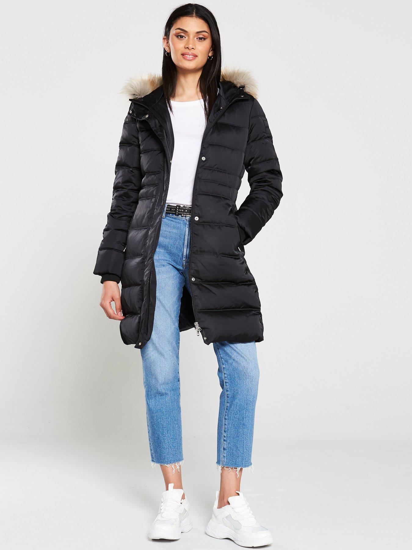 calvin klein mid weight down jacket black