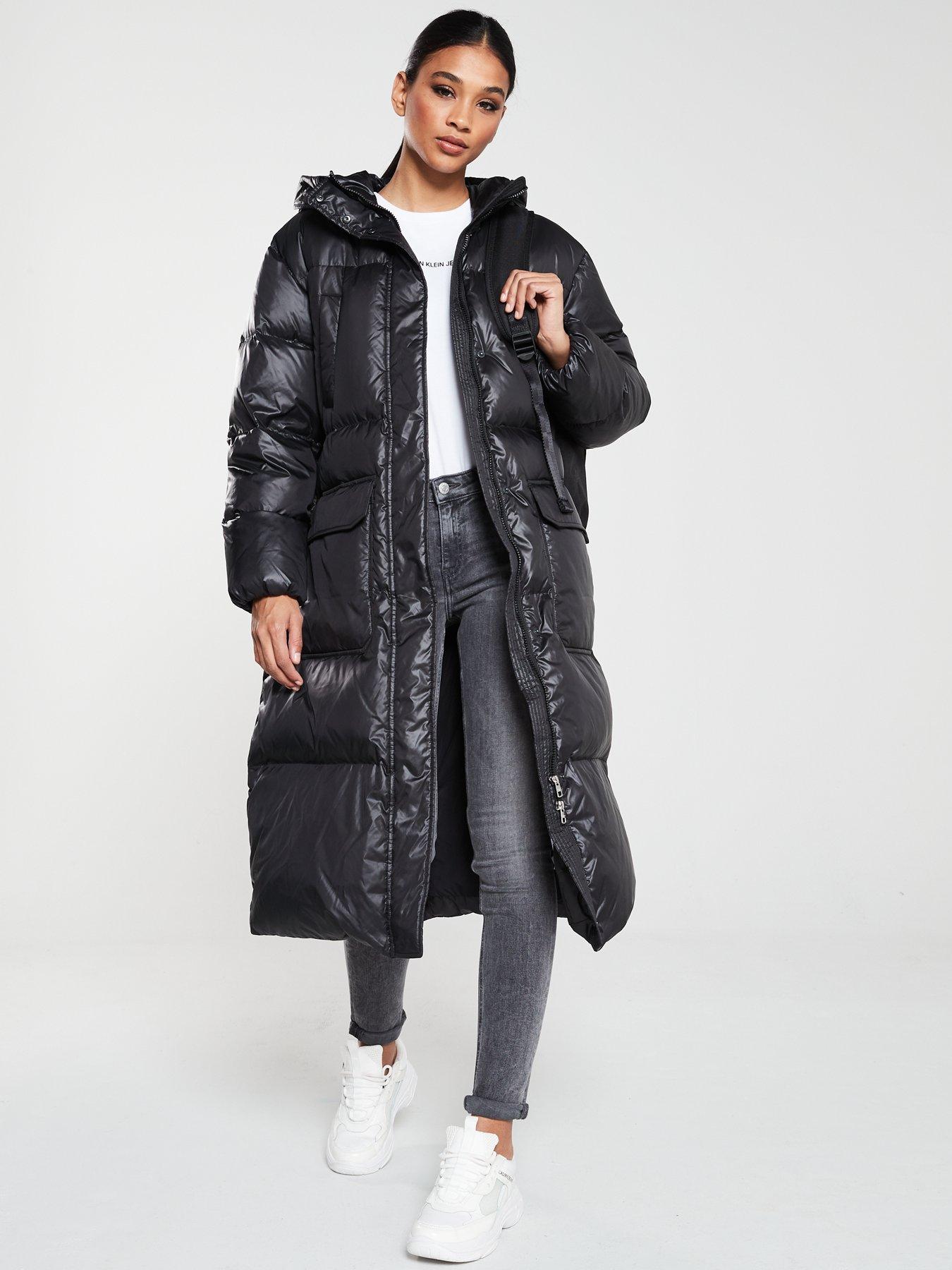 mid weight down long parka calvin klein