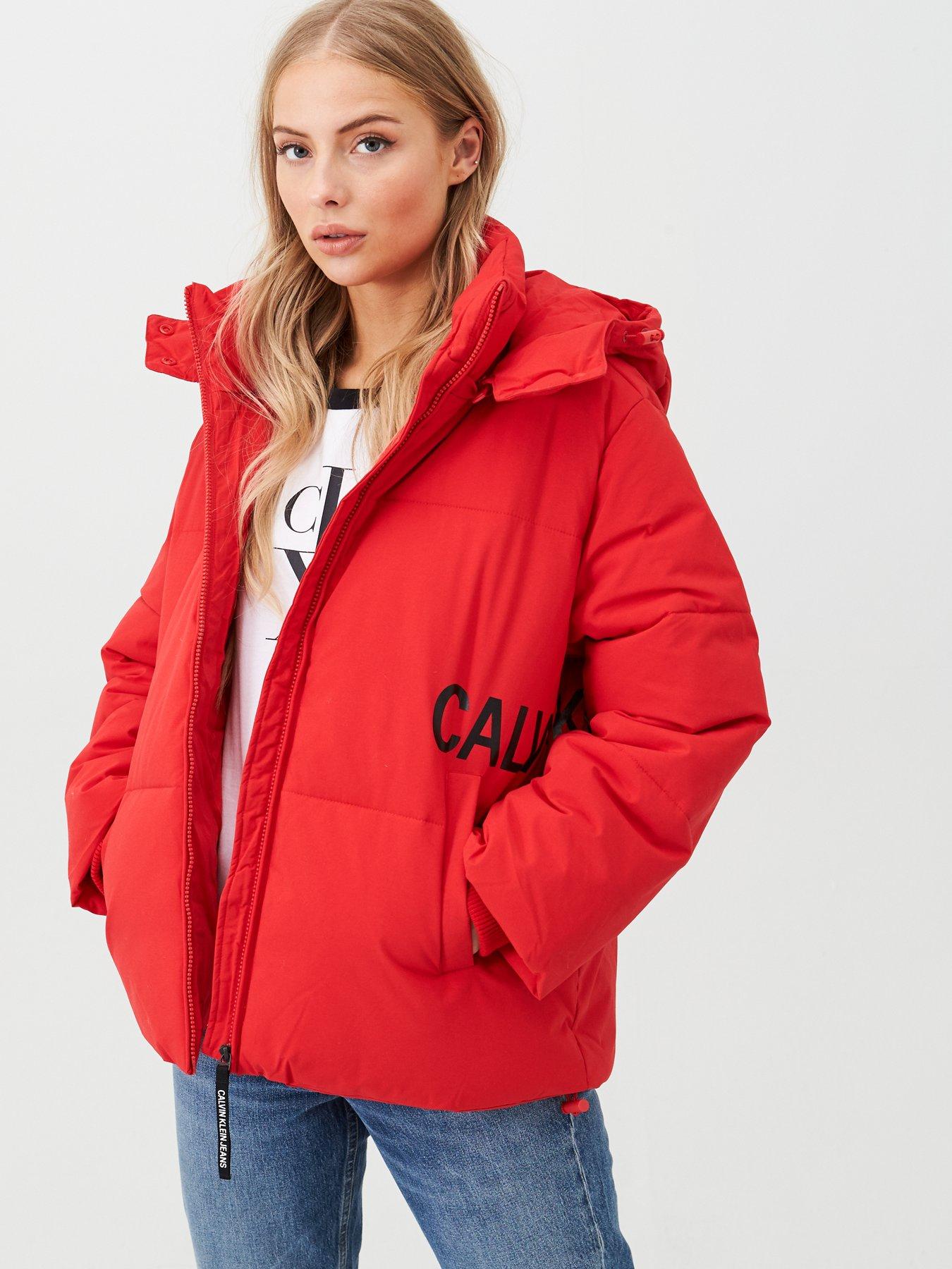 calvin klein red denim jacket