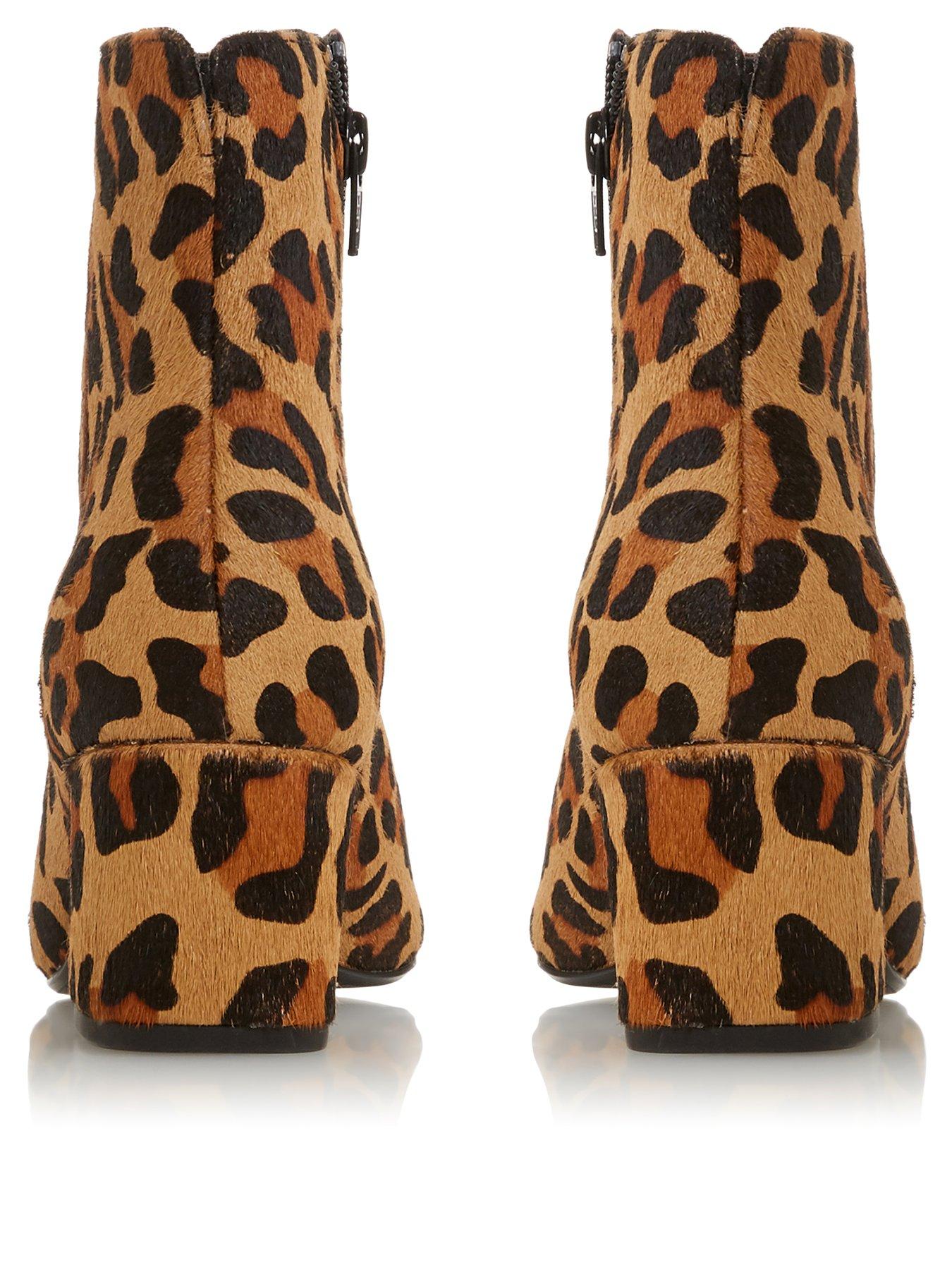 leopard print low heel boots