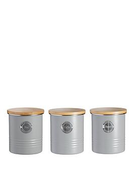 Product photograph of Typhoon Living Tea Coffee And Sugar Storage Canisters Ndash Grey from very.co.uk