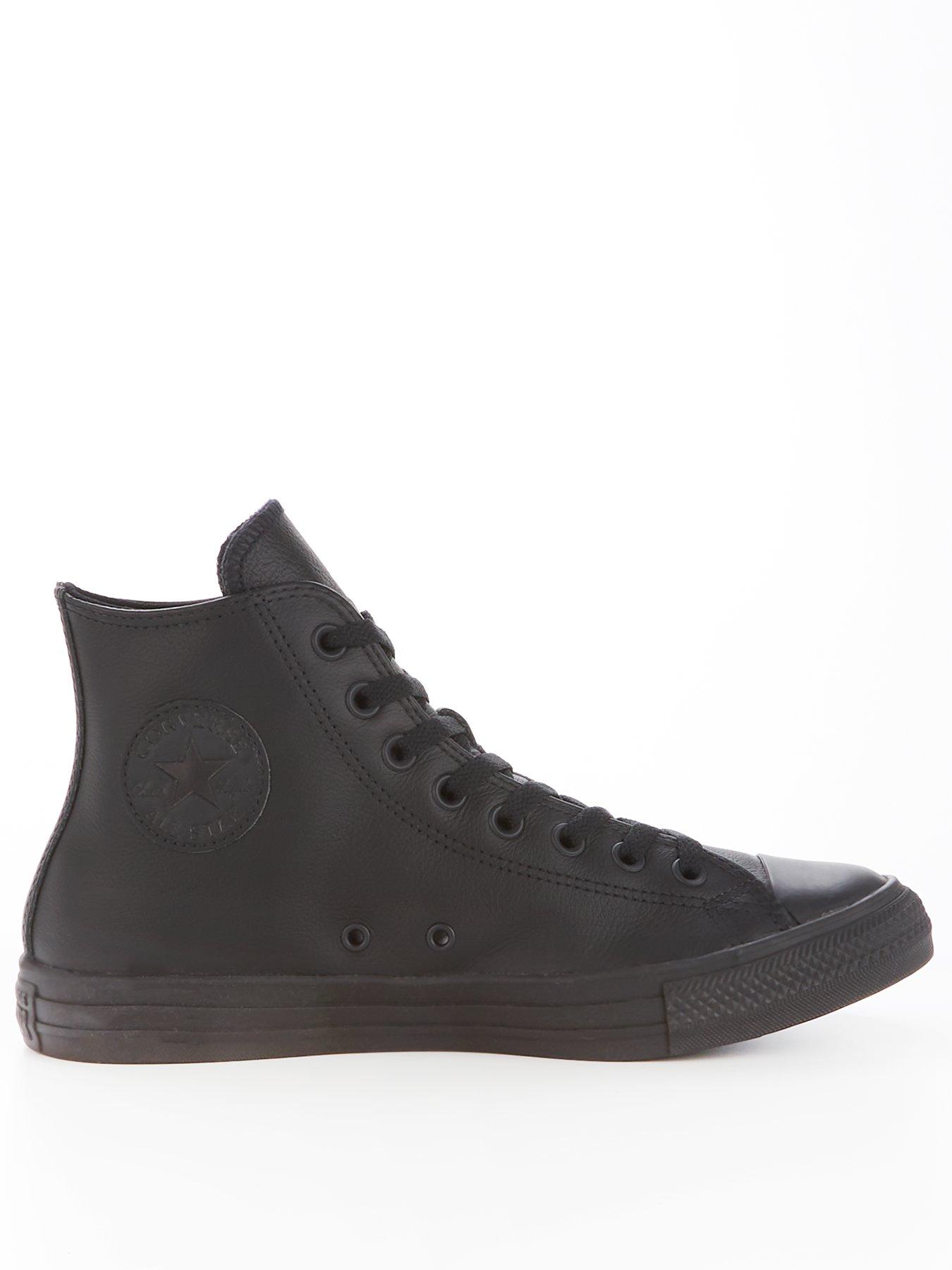 converse shoes black leather high tops