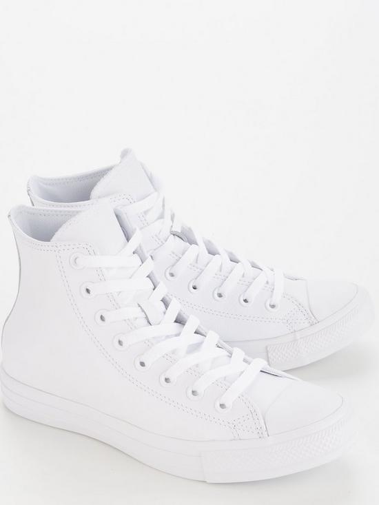 stillFront image of converse-mens-tonal-leather-hi-trainers-white