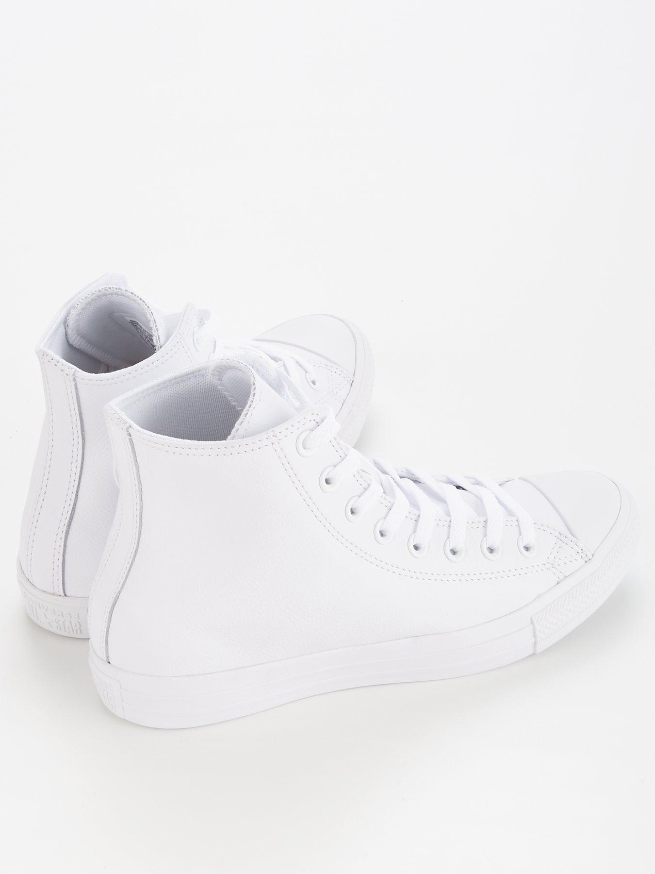 Star Leather Mens White Leather Converse High Tops Converse Mens