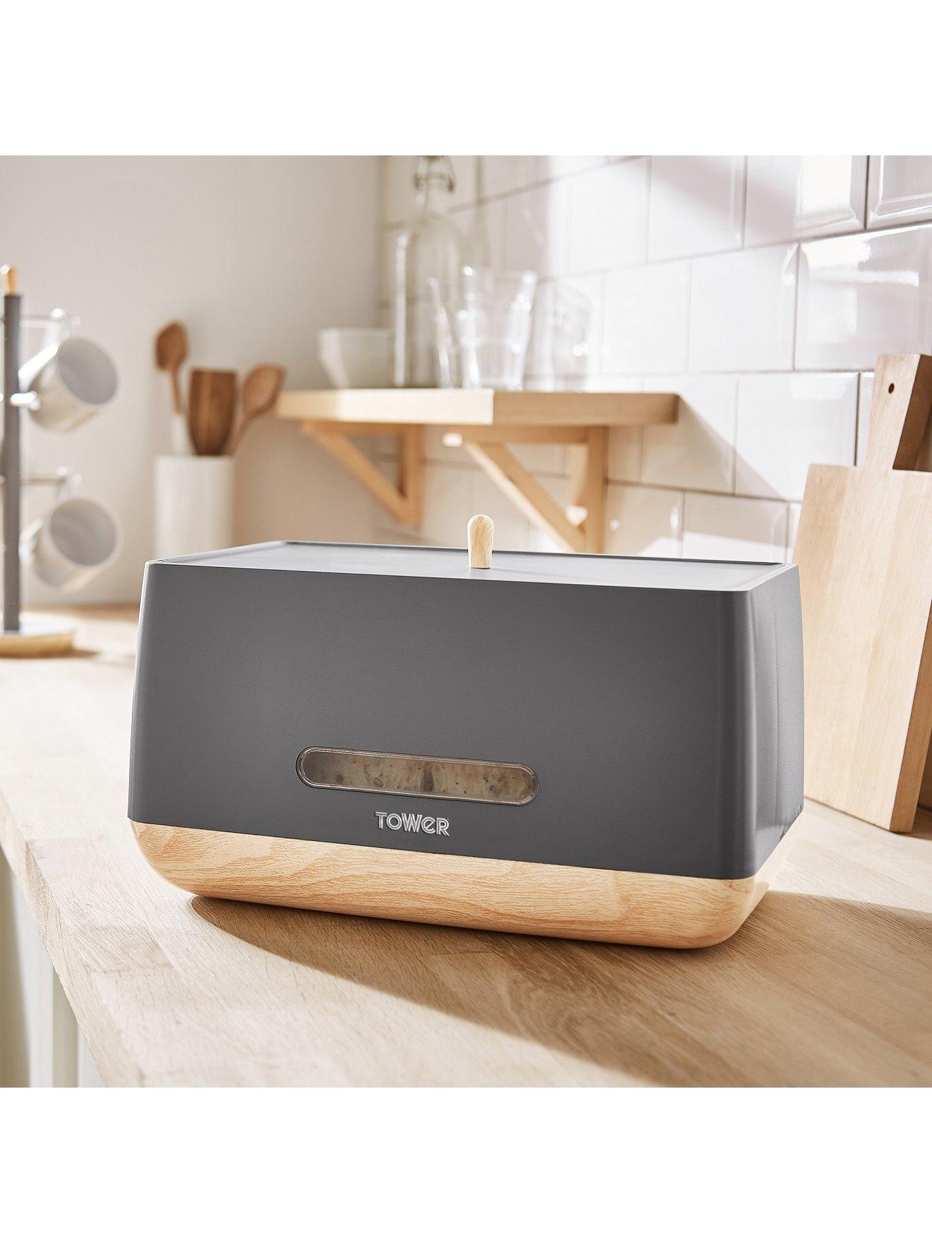 Tower Scandi Bread Bin Grey very.co.uk