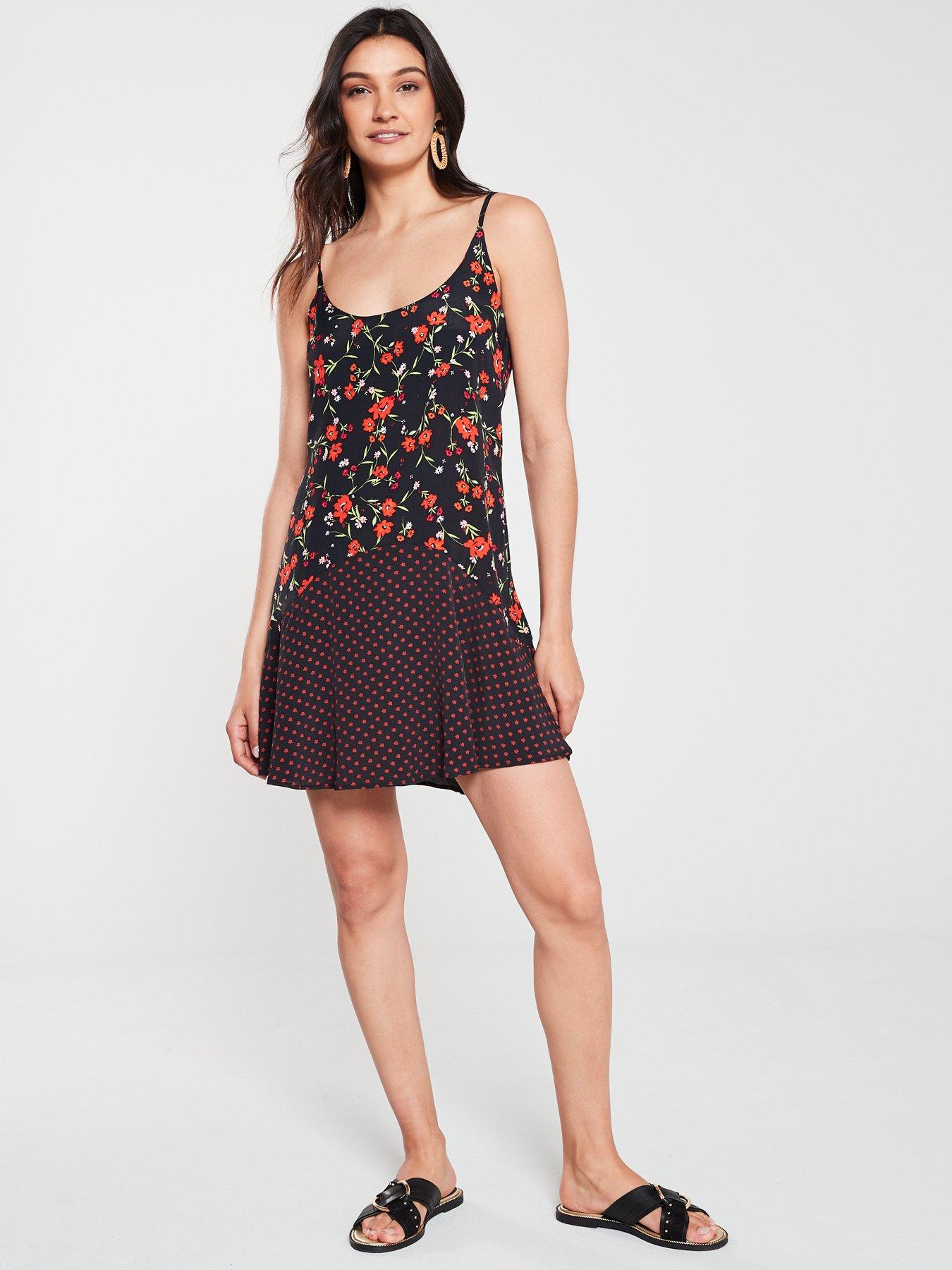 river island black slip dress