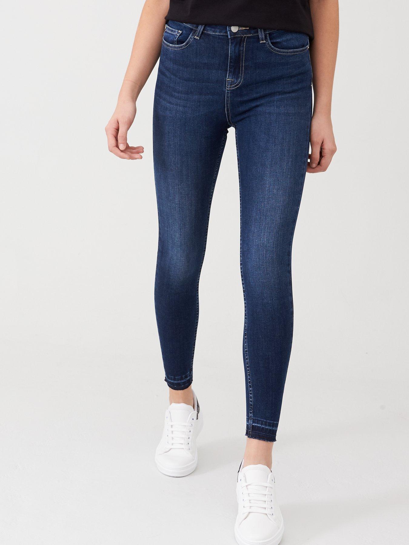 high waisted dark wash skinny jeans