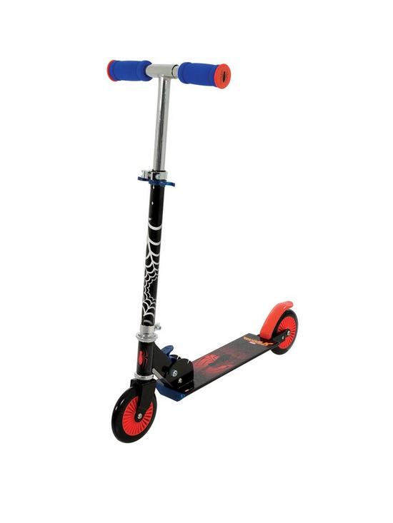 front image of spiderman-in-line-scooter