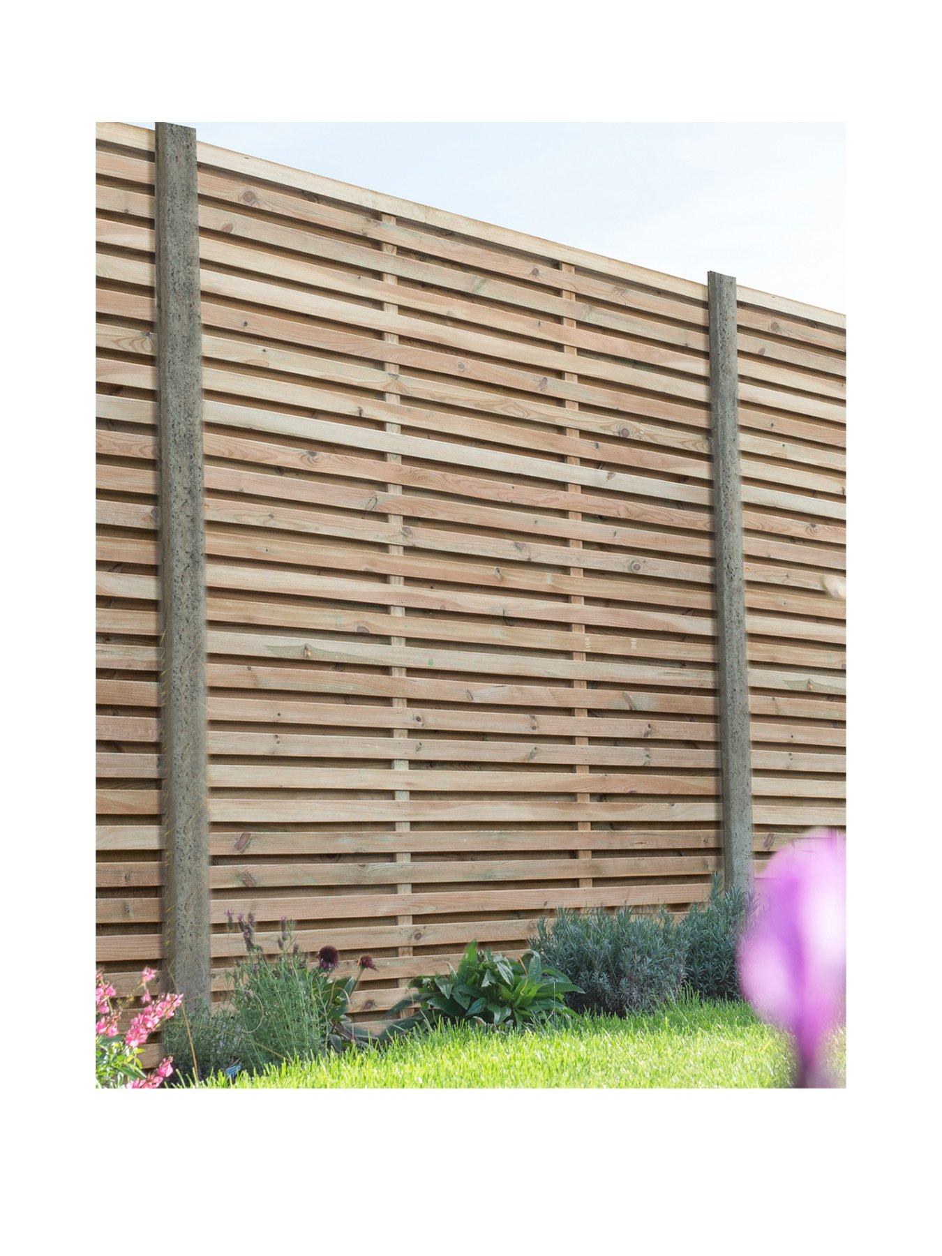 Product photograph of Forest 1 8m X 1 8m Pressure Treated Double Slatted Fence Panel - Pack Of 3 from very.co.uk