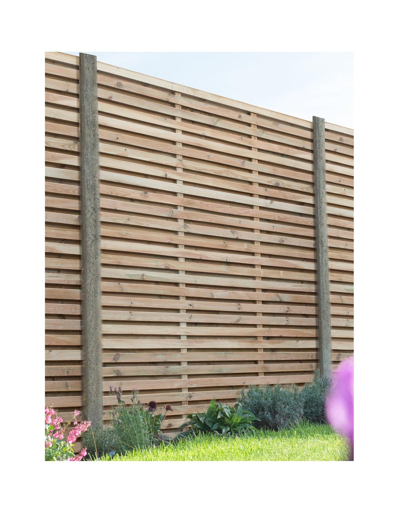 Product photograph of Forest 1 8m X 1 8m Pressure Treated Double Slatted Fence Panel - Pack Of 4 from very.co.uk