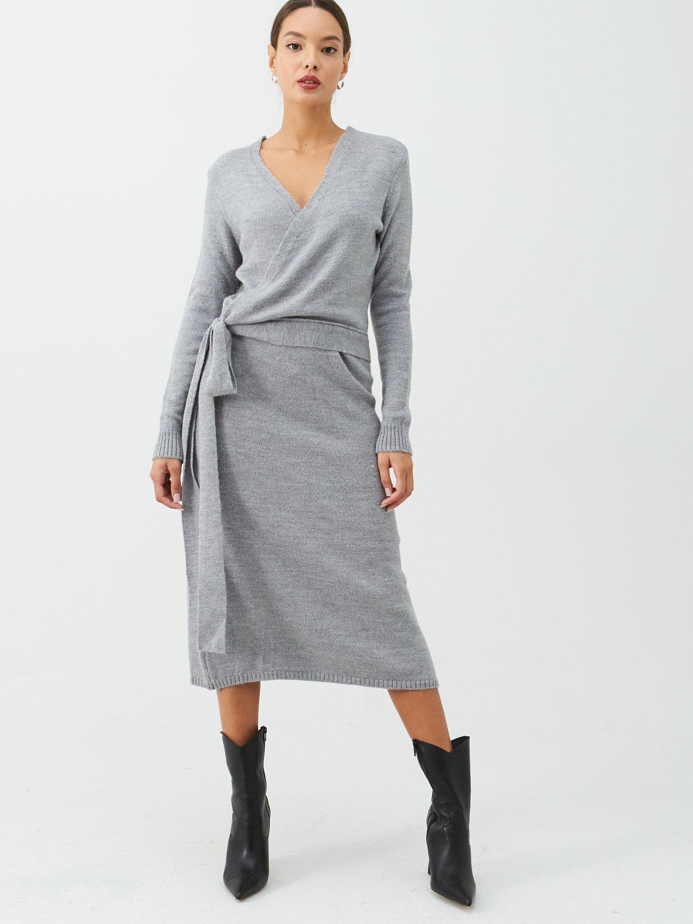 grey knitted dress uk