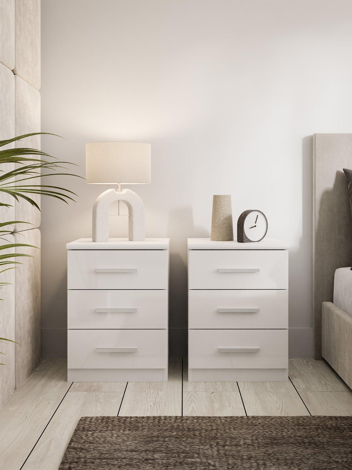 undefined Prague Gloss 3 Drawer Bedside Chests (Set of 2) - FSC® Certified