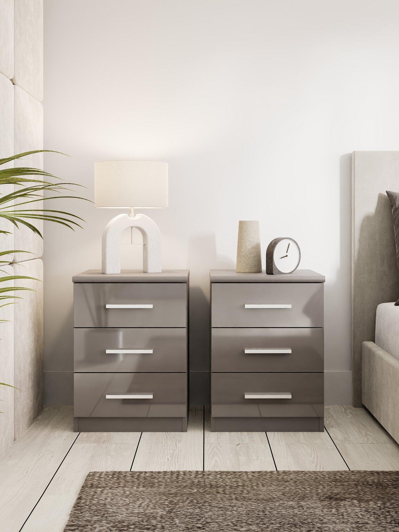 undefined Prague Gloss 3 Drawer Bedside Chests (Set of 2) - FSC® Certified