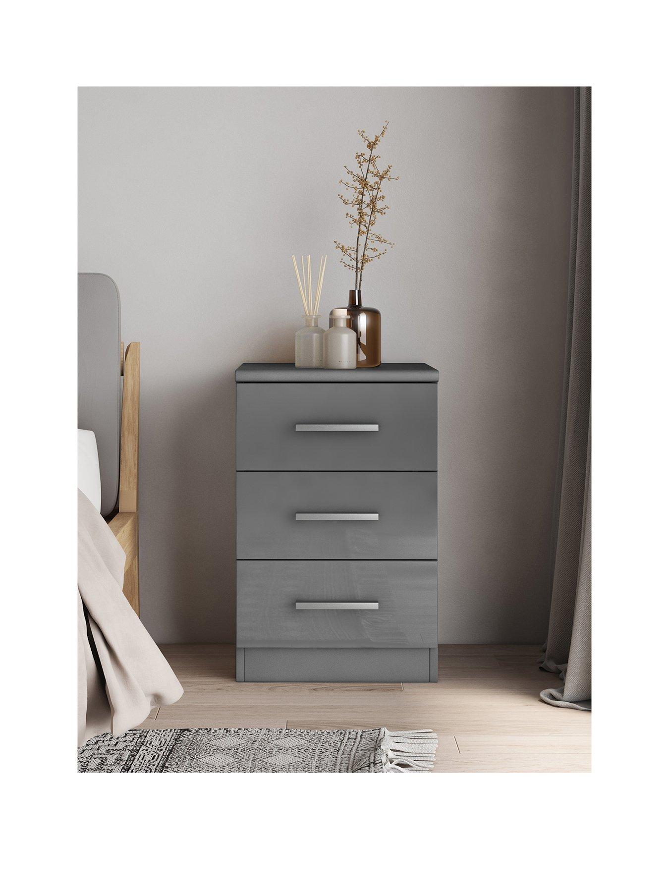 Image 2 of 7 of Very Home Prague Gloss 3 Drawer Bedside Chests (Set of 2)&nbsp;- FSC&reg; Certified