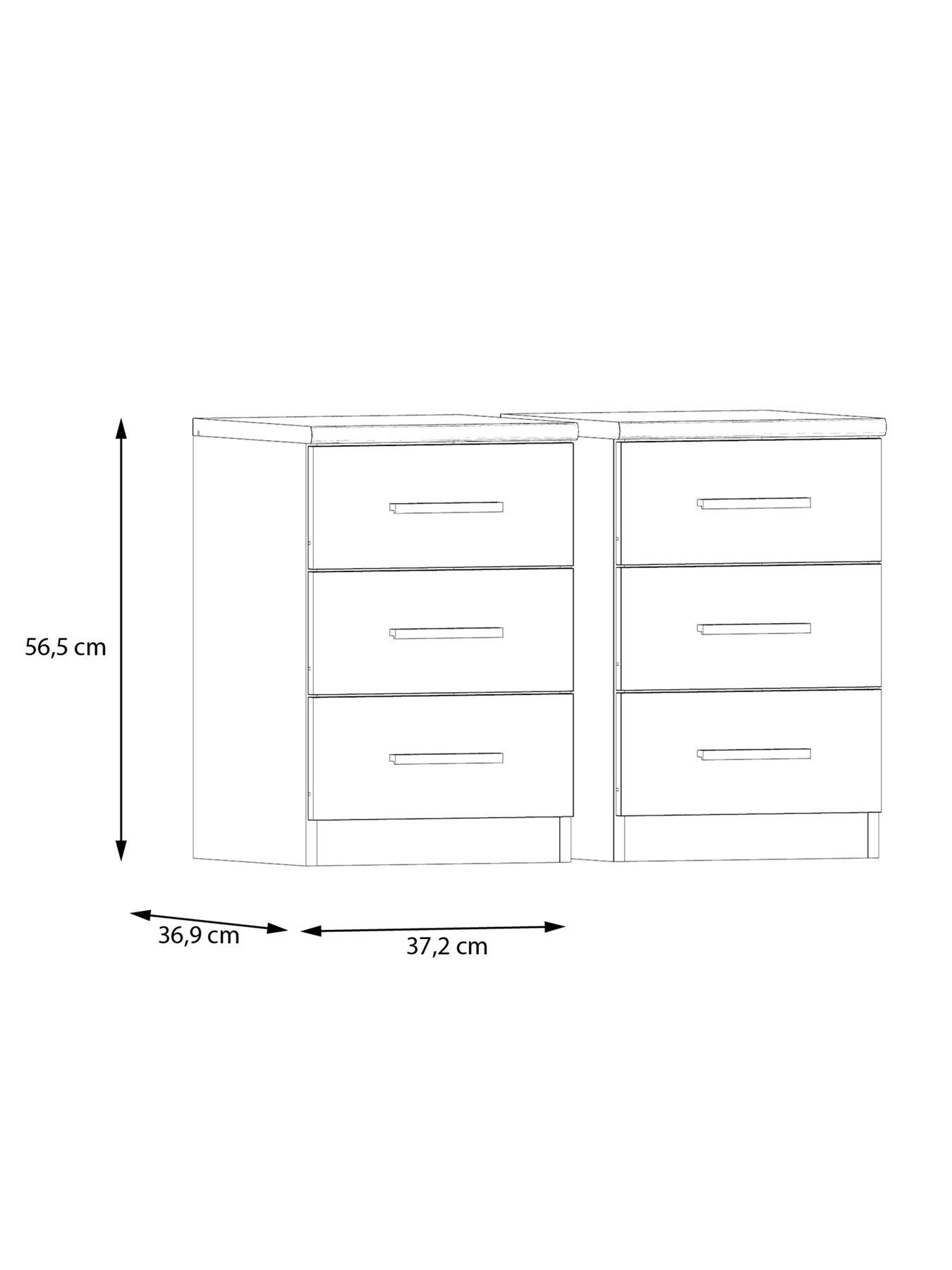 Image 4 of 7 of Very Home Prague Gloss 3 Drawer Bedside Chests (Set of 2)&nbsp;- FSC&reg; Certified