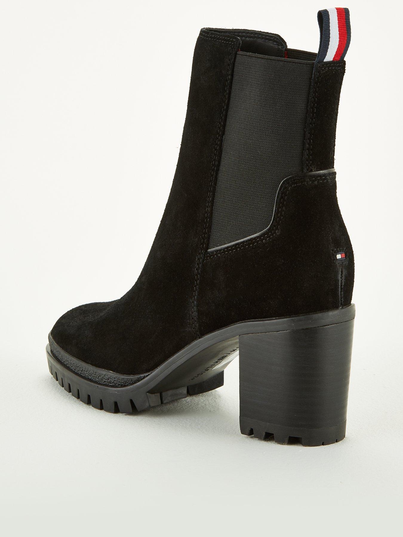 tommy hilfiger black tj sock heeled boot boots