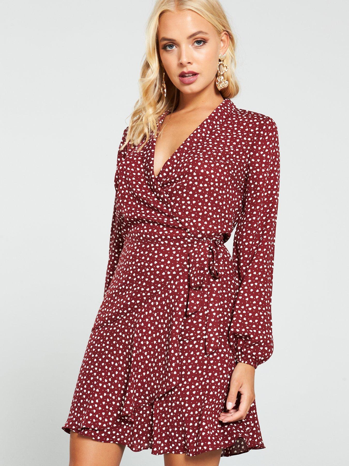 oasis heart wrap dress