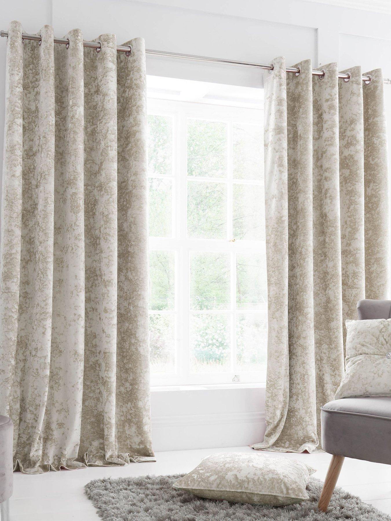 Catherine Lansfield Crushed Velvet Eyelet Lined Curtains