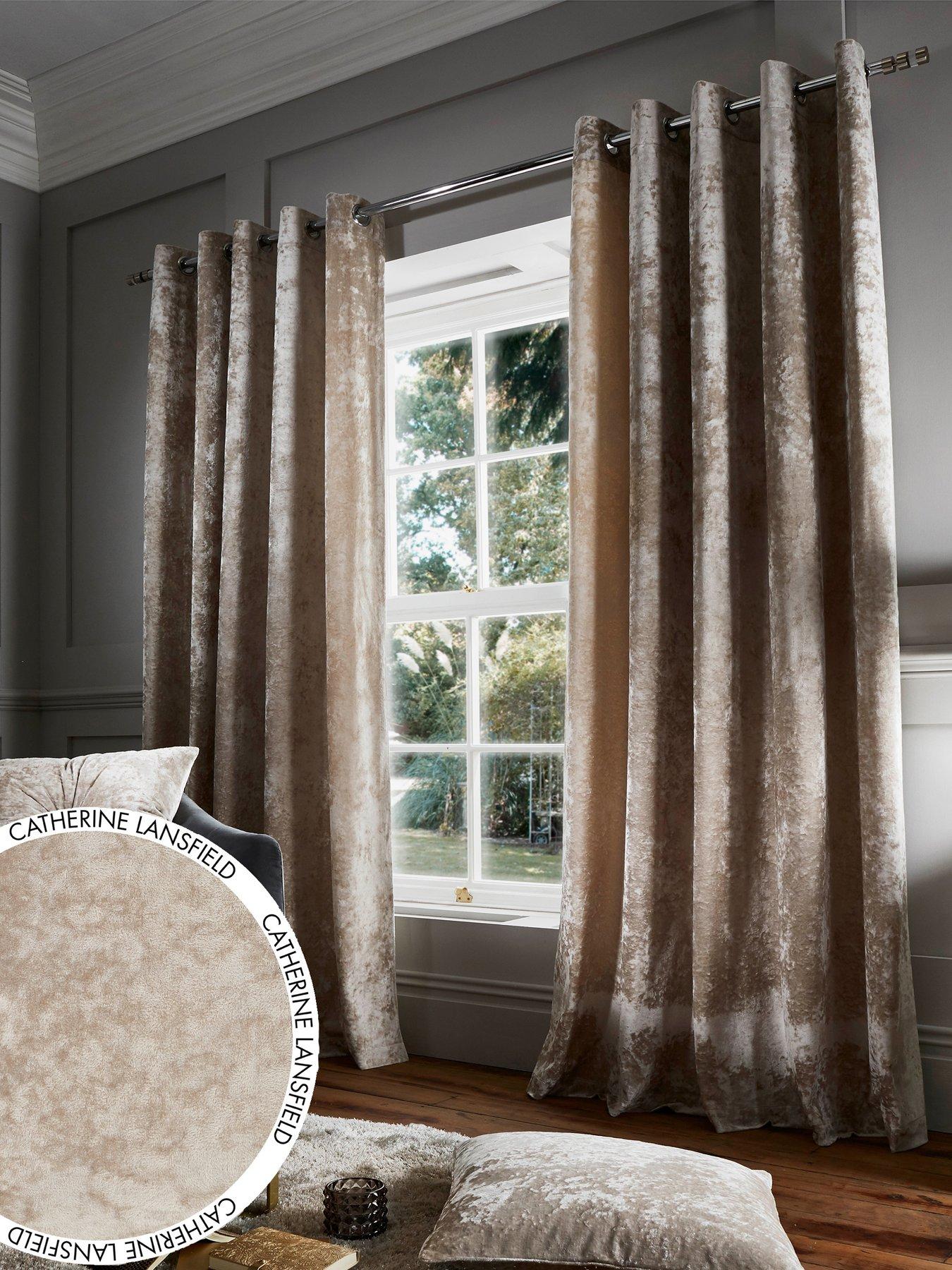 Catherine Lansfield Crushed Velvet Eyelet Lined Curtains