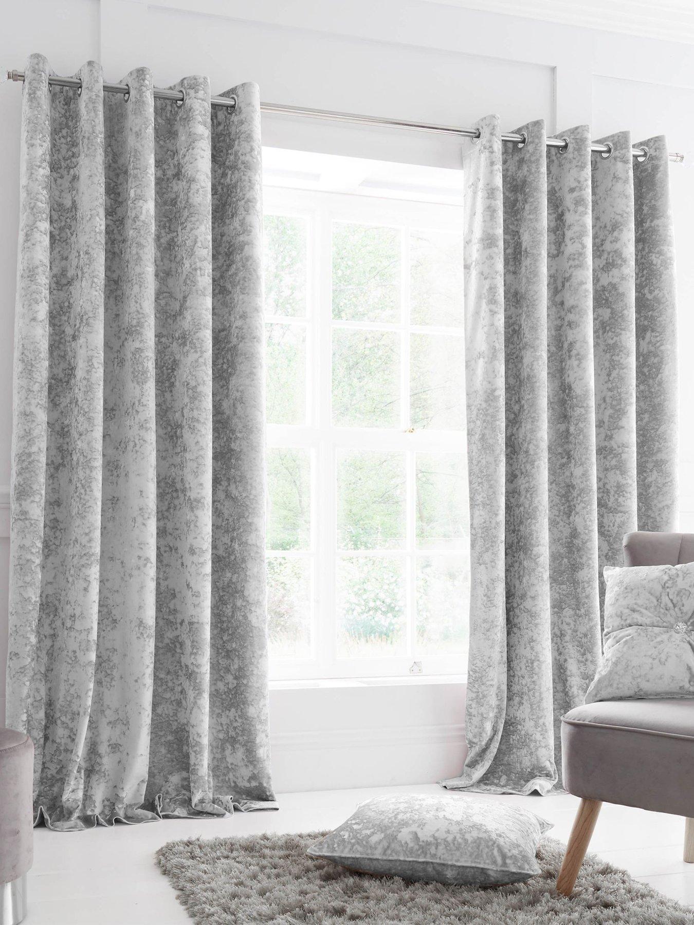Catherine Lansfield Crushed Velvet Eyelet Lined Curtains