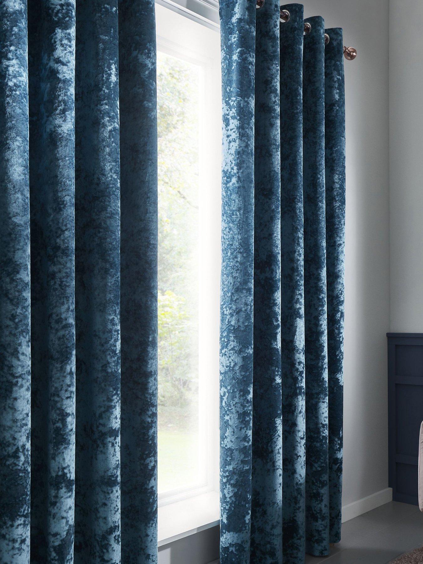 Catherine Lansfield Crushed Velvet Eyelet Lined Curtains