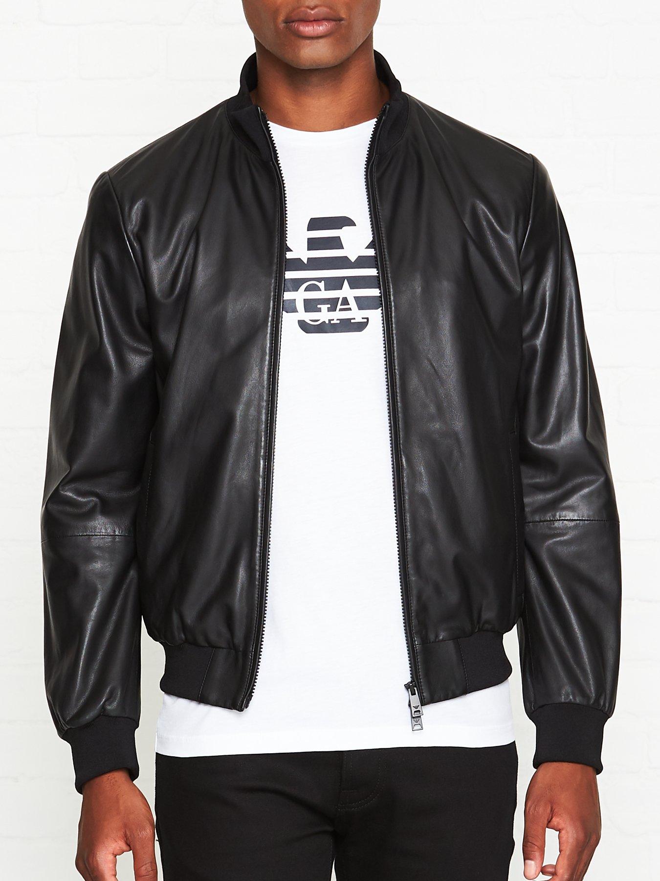 emporio armani leather bomber jacket