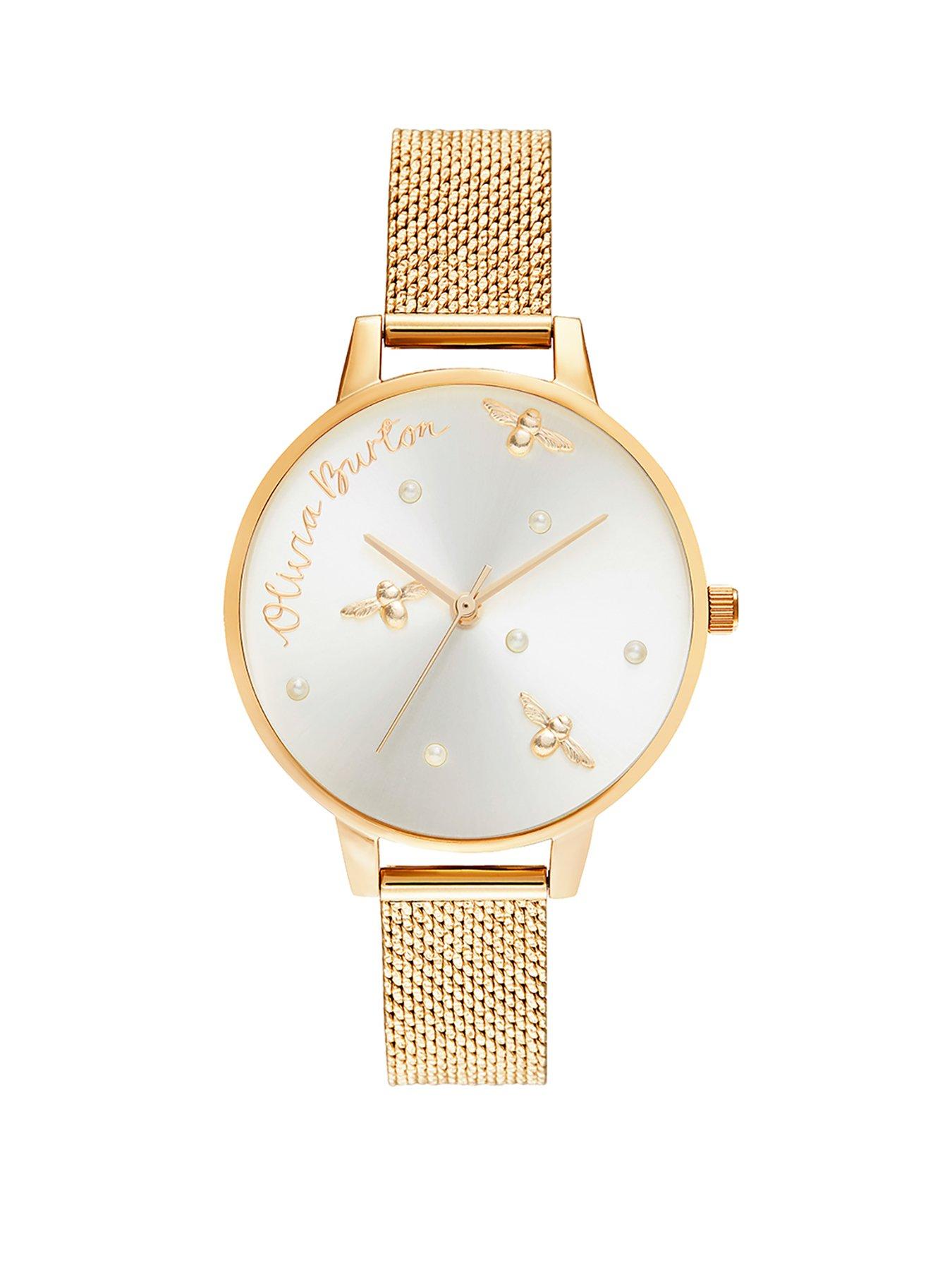 Olivia Burton Olivia Burton Pearly Queen Silver Sunray And Gold Detail Dial Gold Stainless Steel Mesh Boucle Strap Ladies Watch review