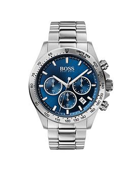 Boss Hero Sport Lux Blue Sunray Chronograph Dial Stainless Steel Bracelet Mens Watch