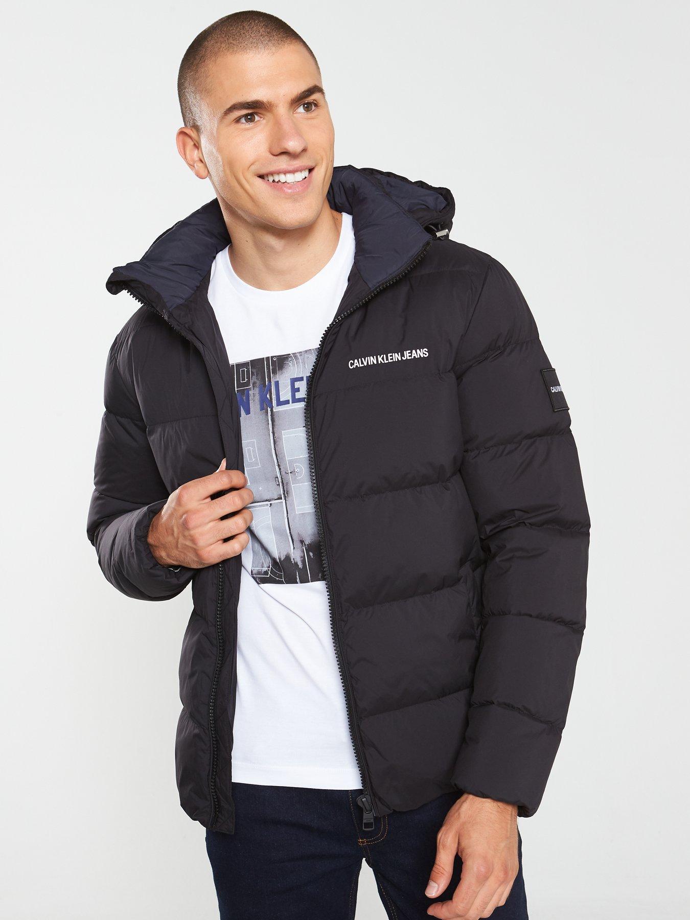 calvin klein hooded quilted jacket