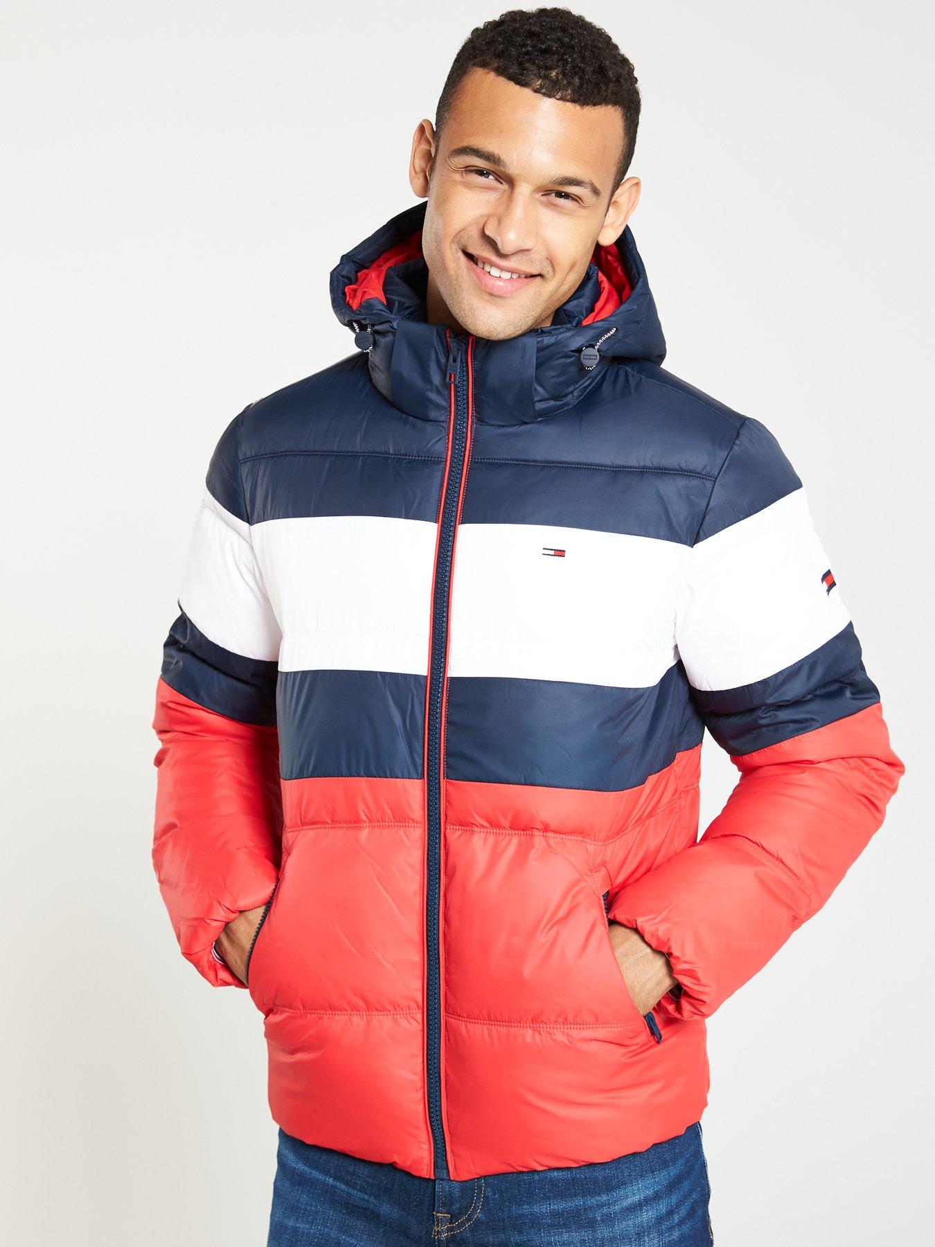 tommy jeans stripe padded jacket