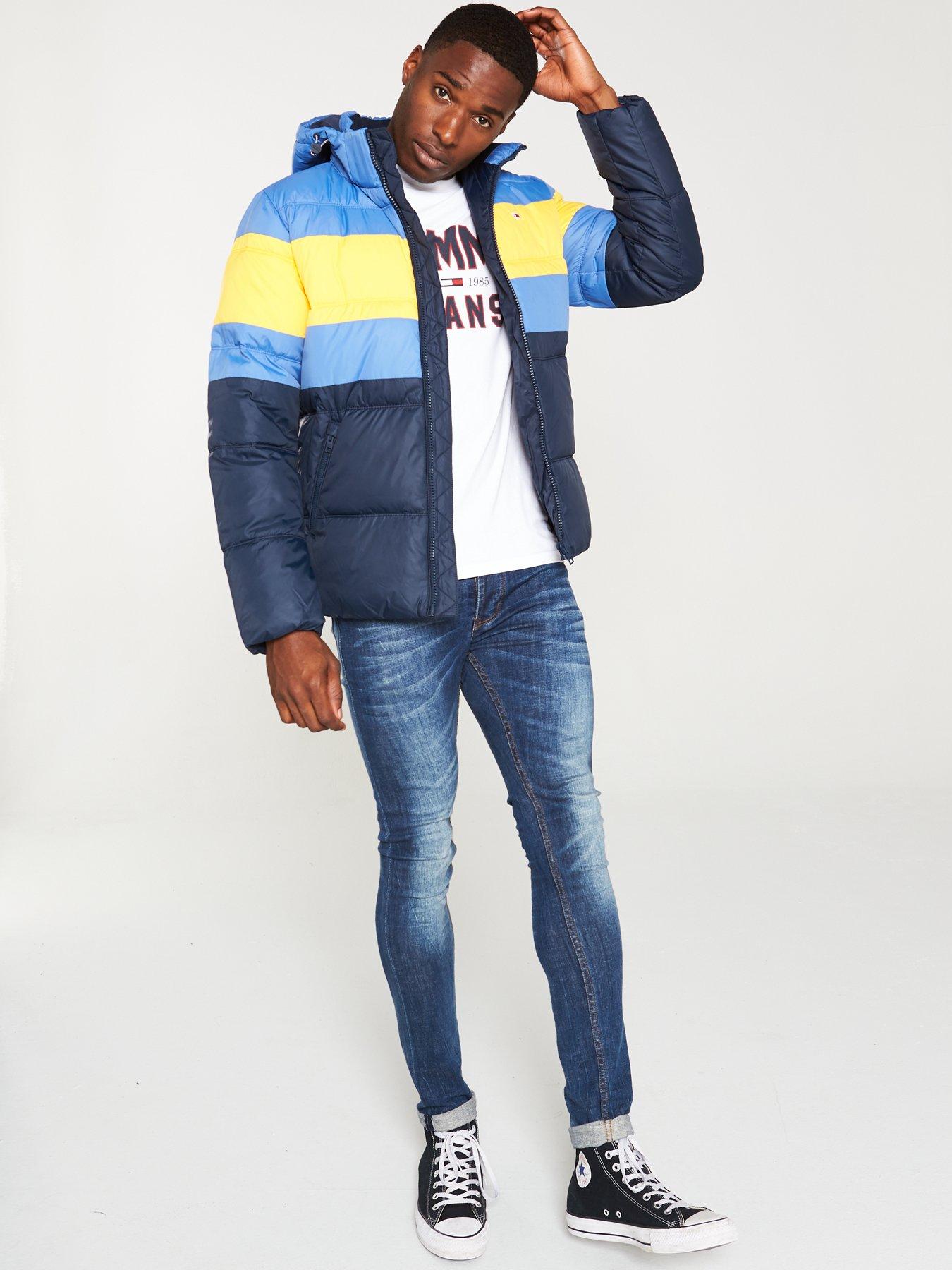tommy jeans rugby stripe puffer jacket