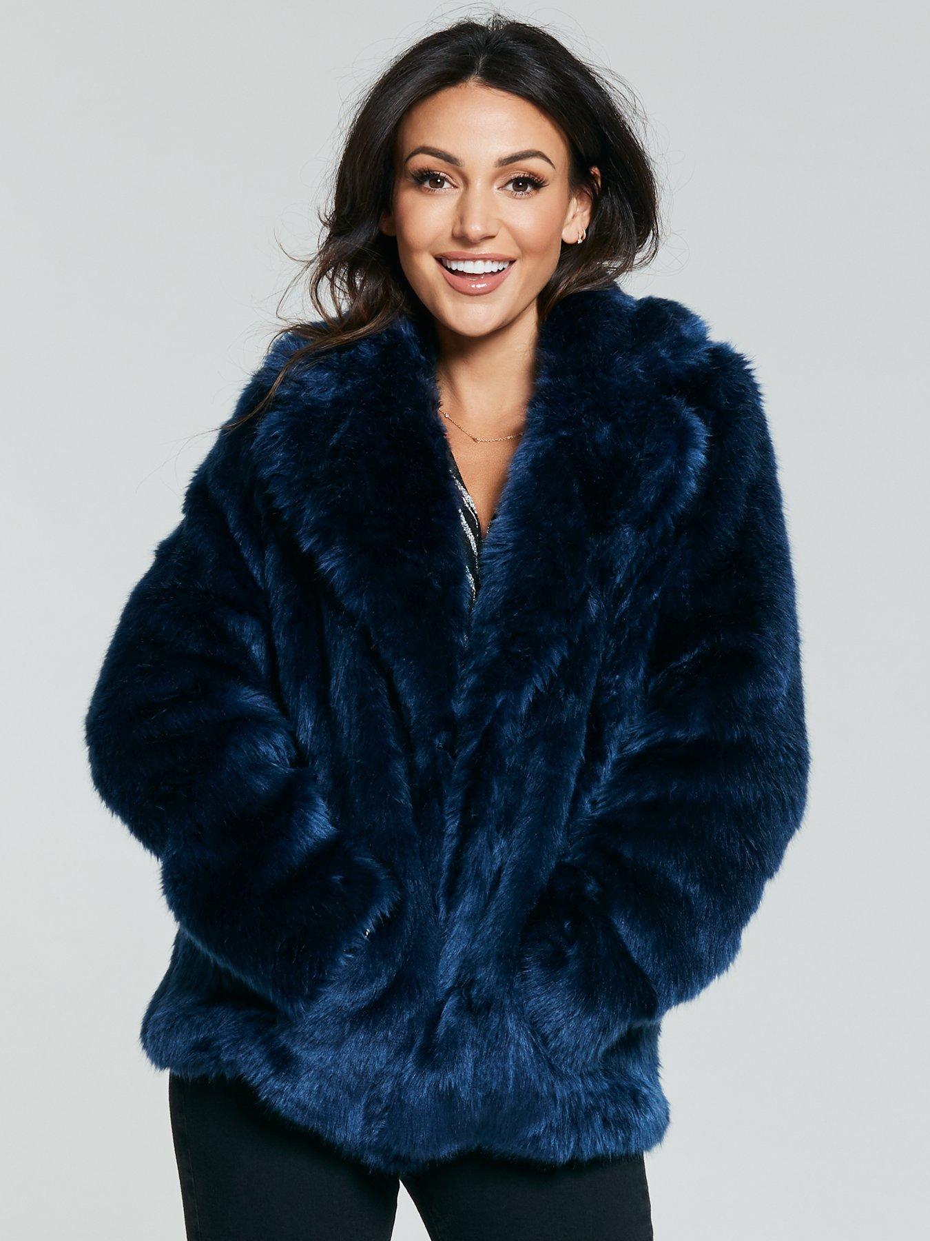 navy fur coat