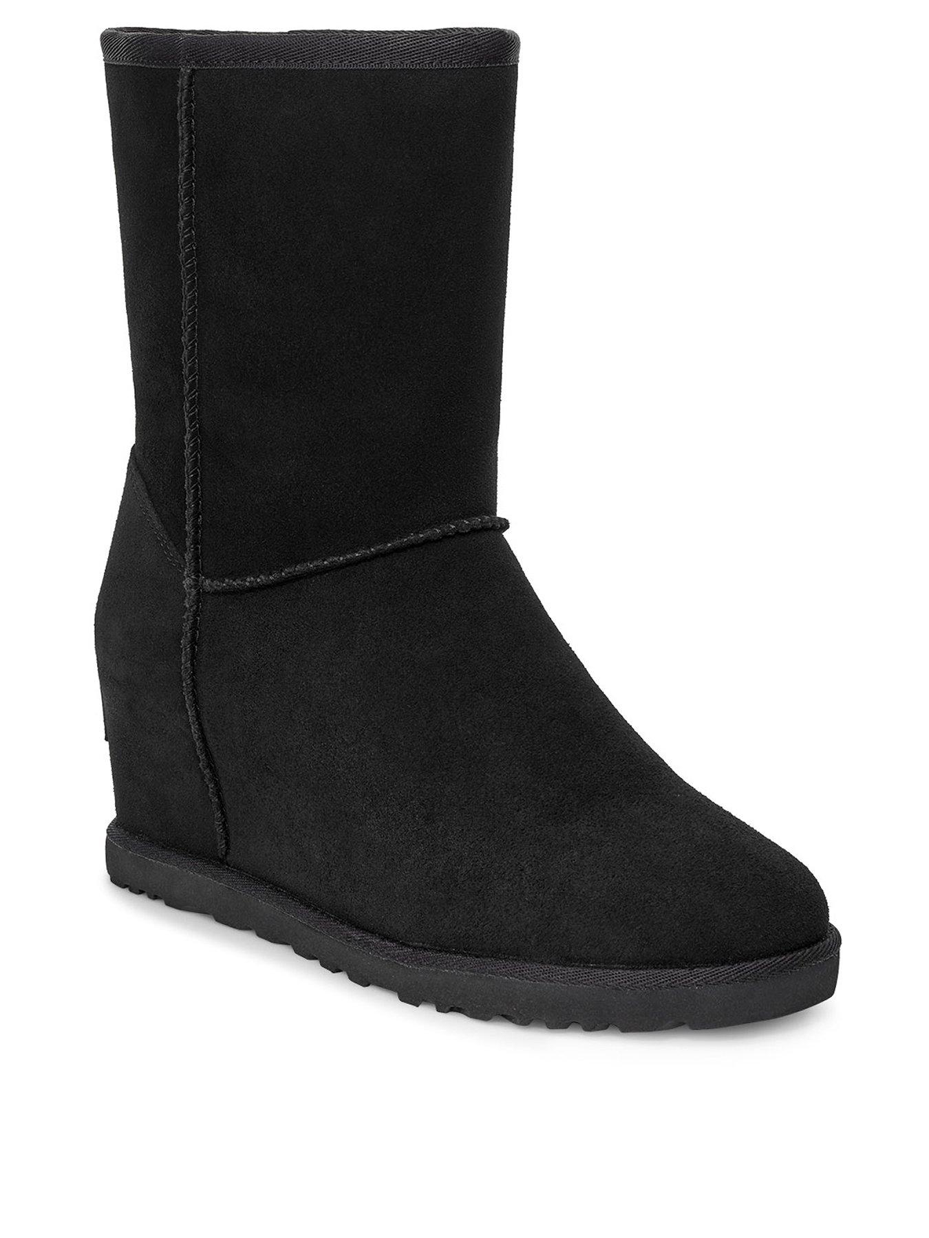 black wedge short boots