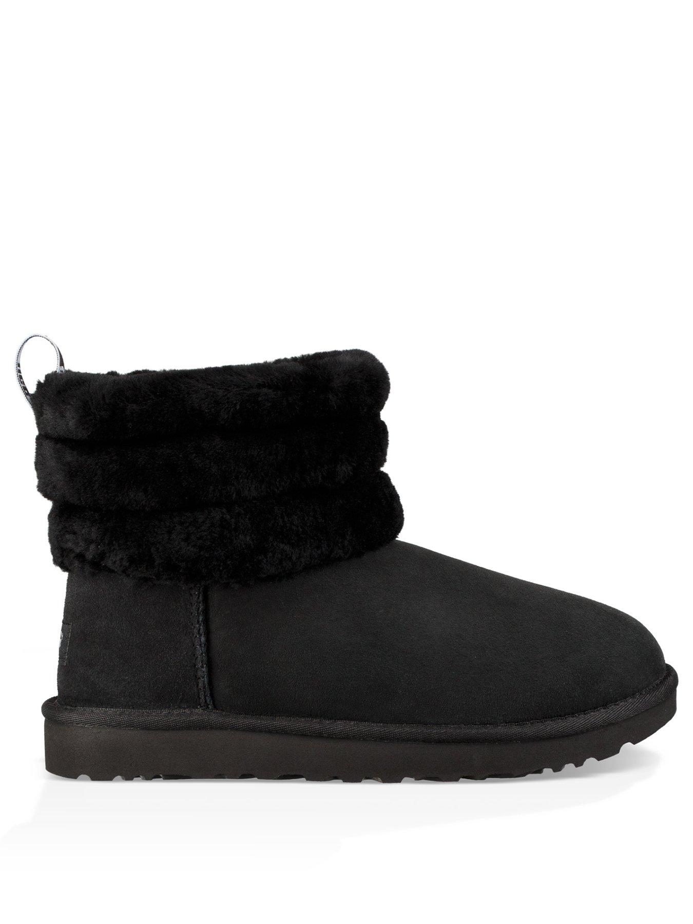 ugg black fluff mini quilted boots