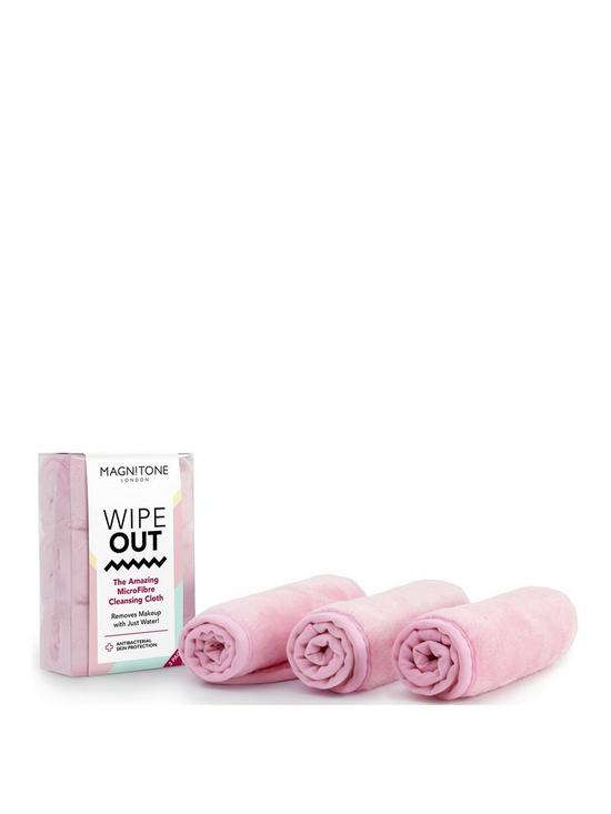 stillFront image of magnitone-wipeout-the-amazing-microfibre-cleansing-cloth-for-make-up-removal-and-daily-cleansing-pink-pack-of-3