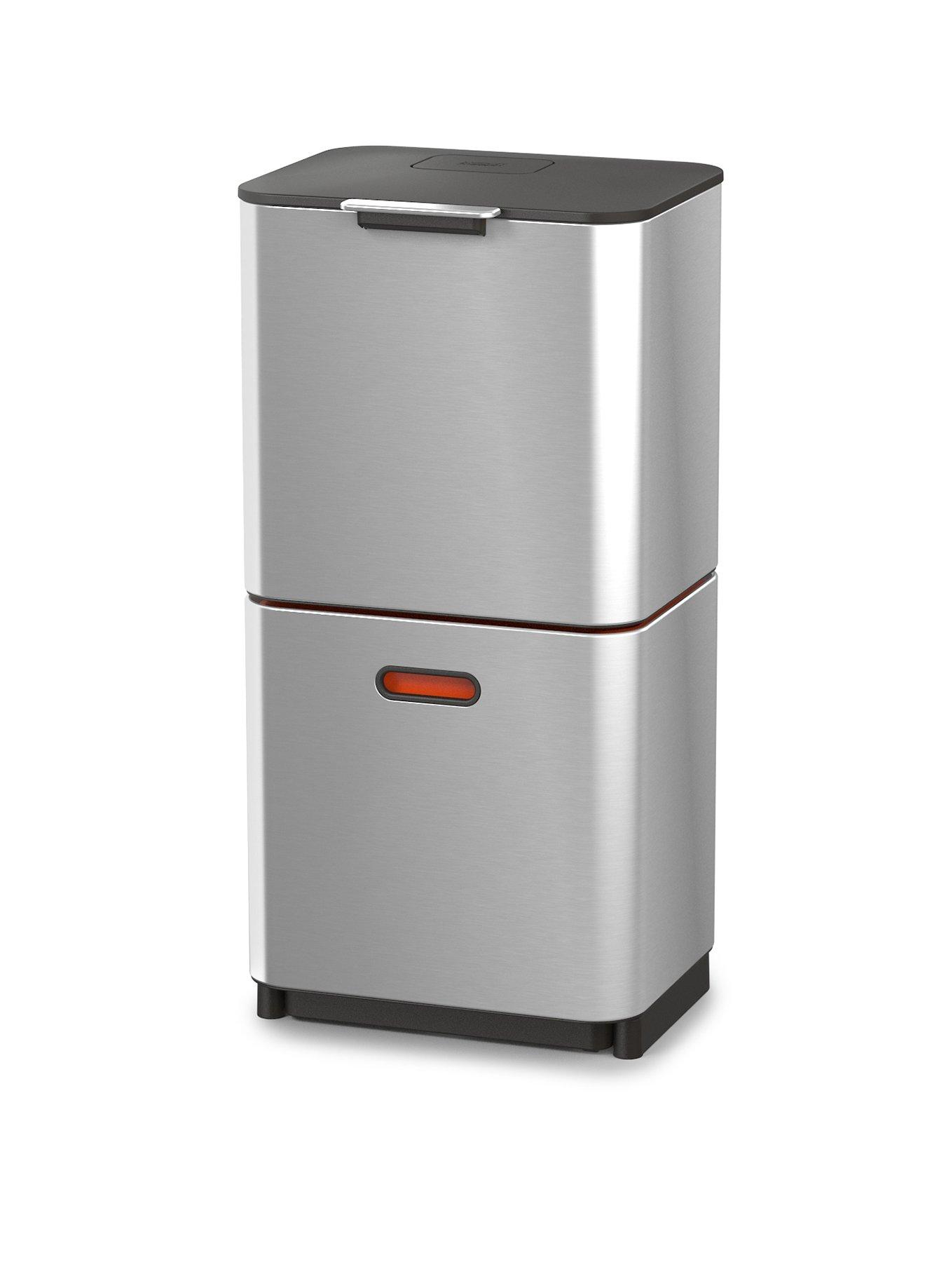 Product photograph of Joseph Joseph Totem Max 60-litre Waste Separation Bin Ndash Stainless Steel from very.co.uk