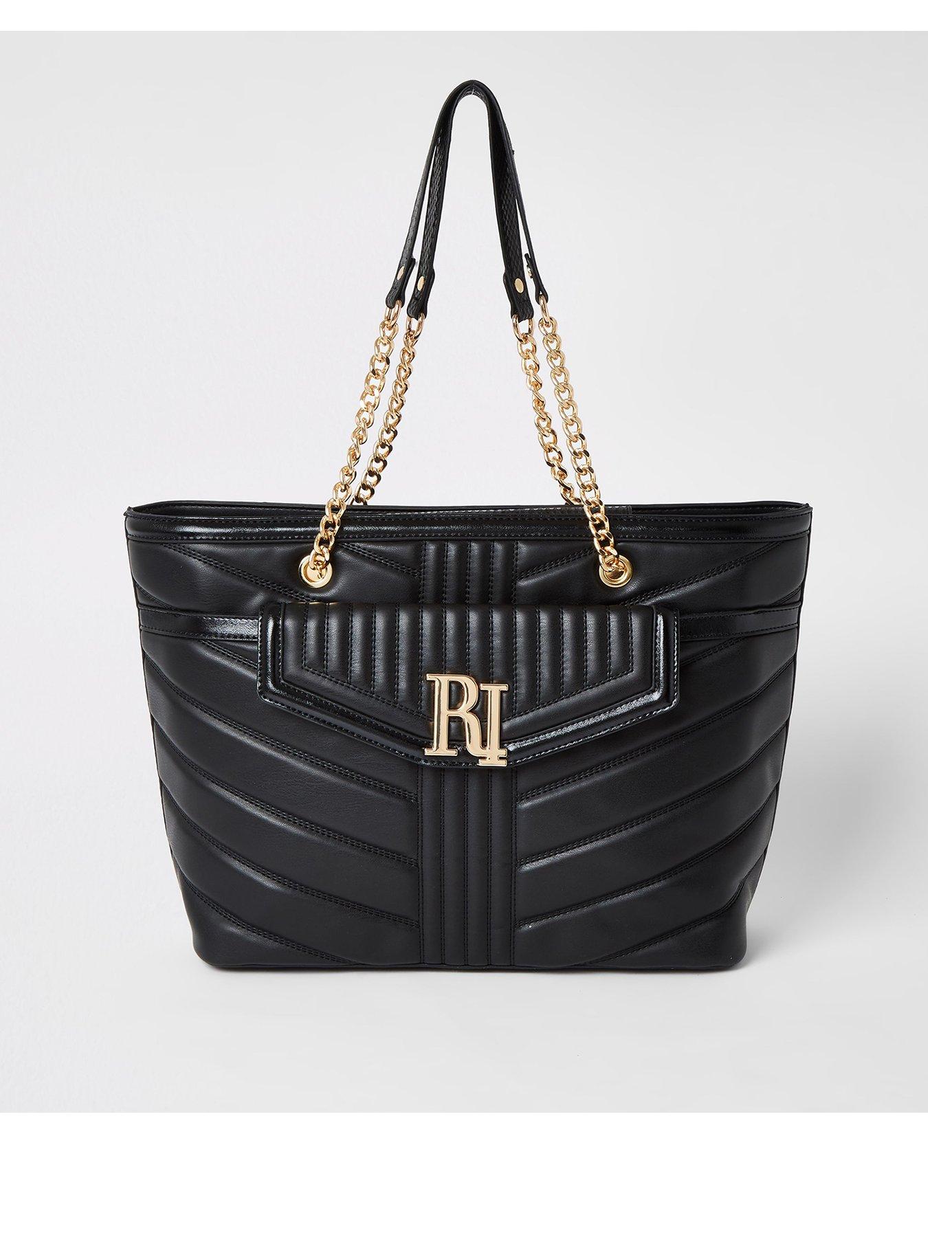 river island black quilted bag