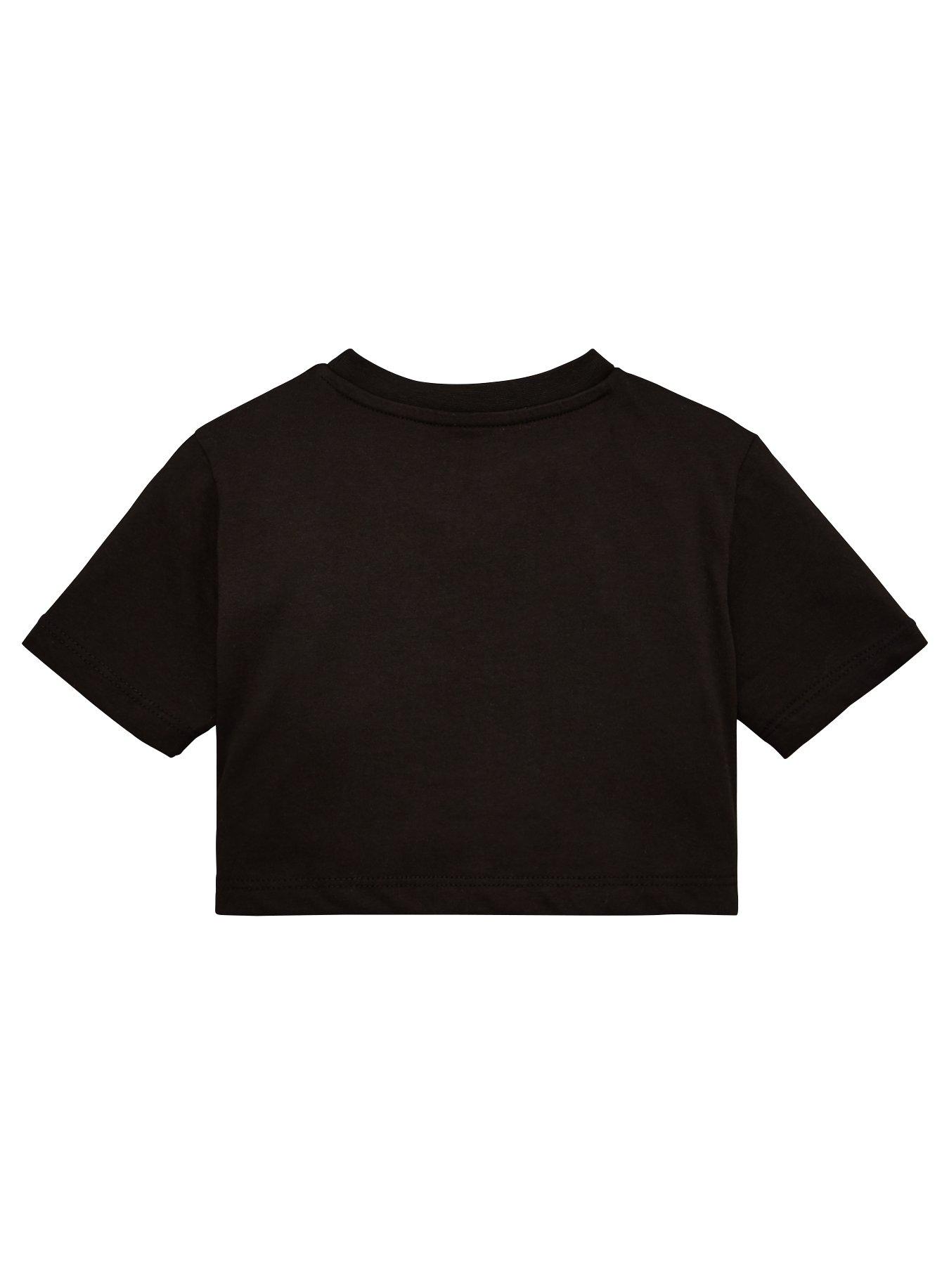 Girls Core Script Cropped T Shirt Black