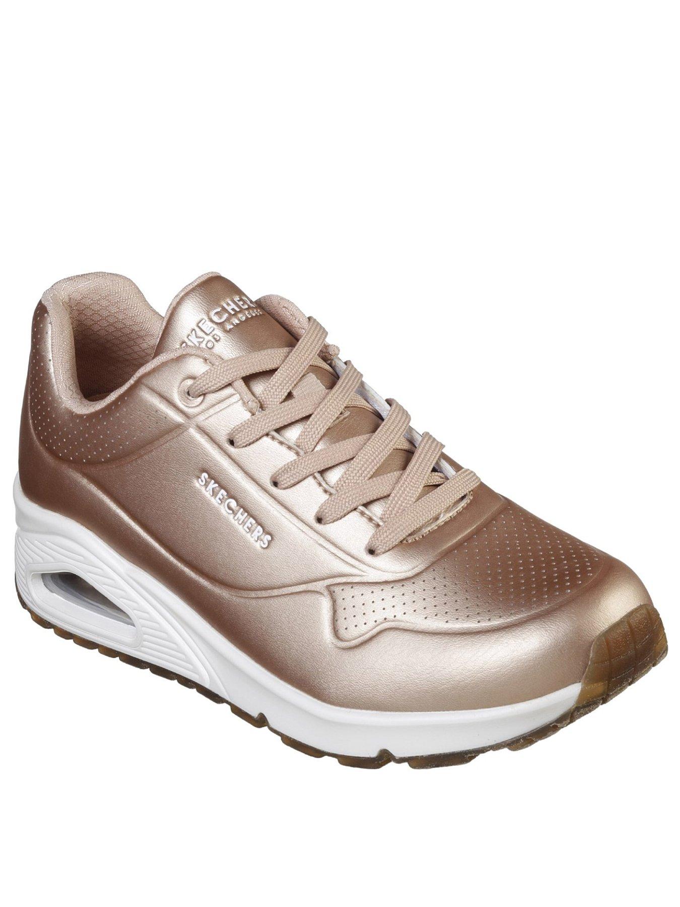 skechers rose gold trainers