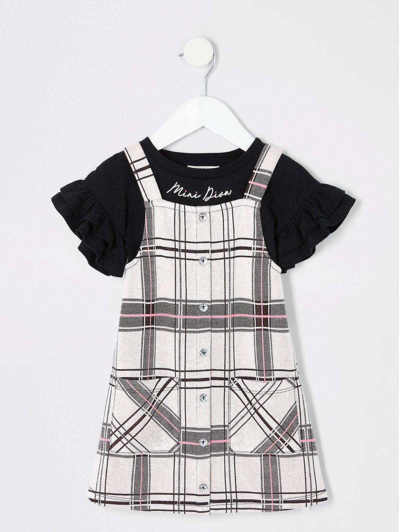river island check pinafore