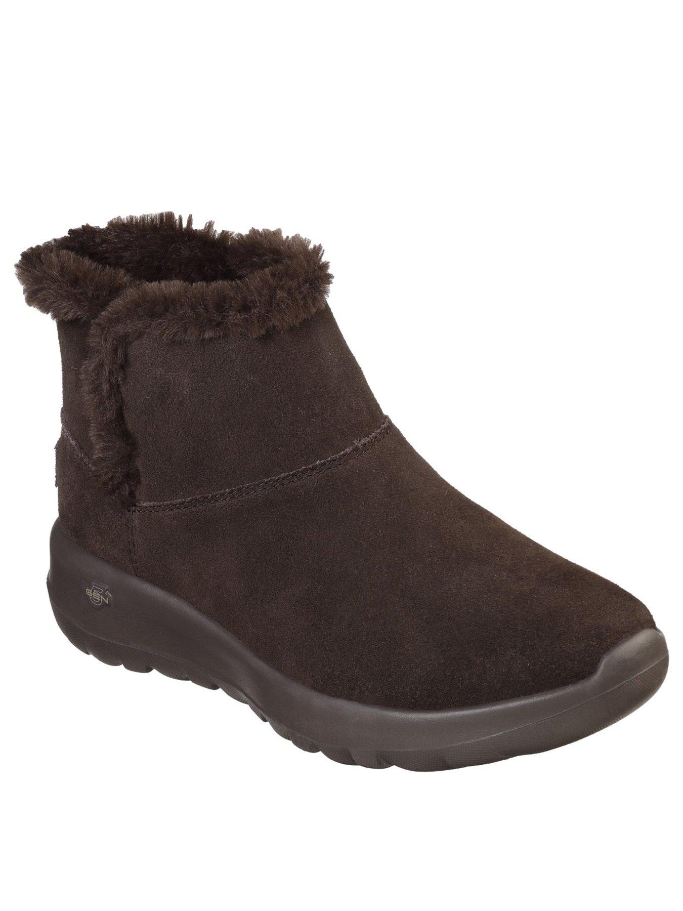 skechers suede zip ankle boot with faux 