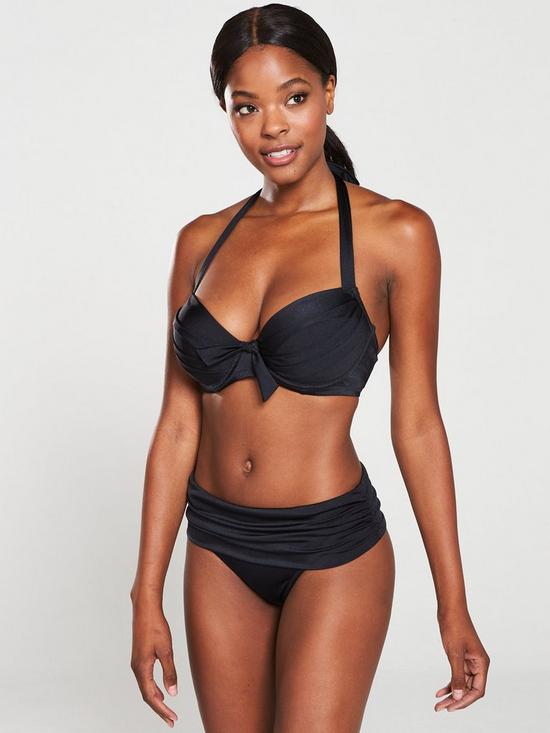 front image of pour-moi-azure-padded-halter-bikini-top-black