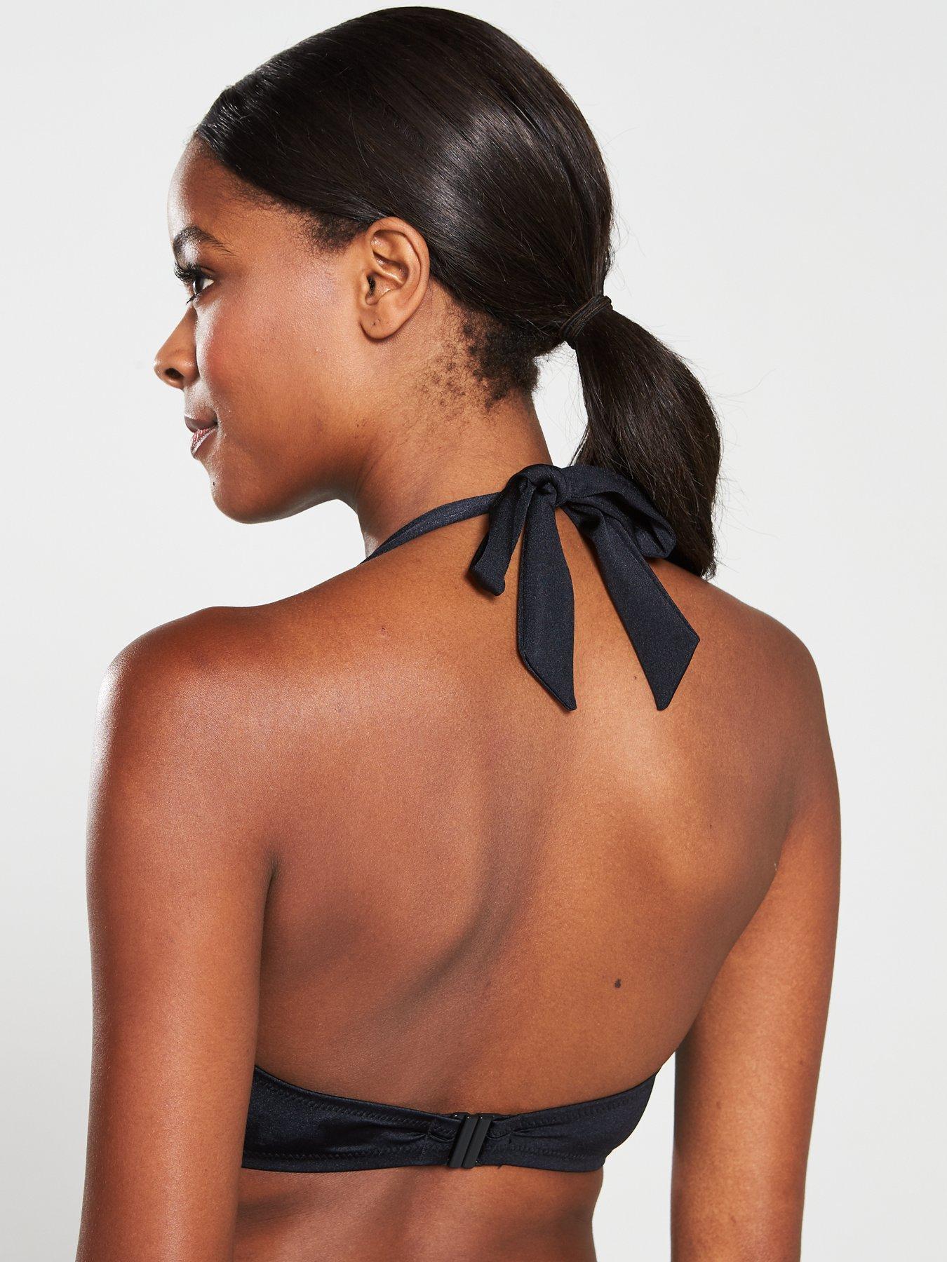  image of pour-moi-azure-padded-halter-bikini-top-black