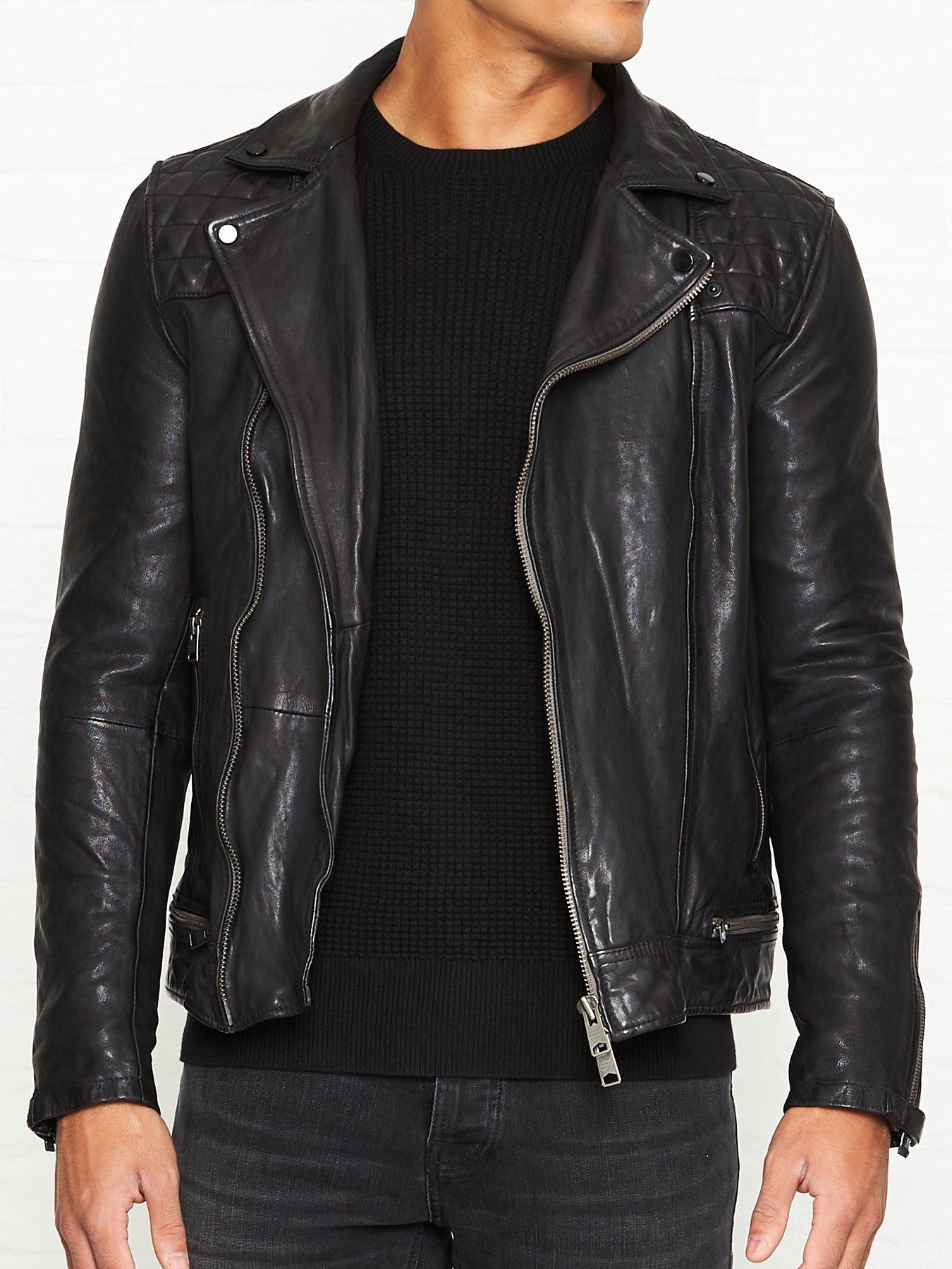 Men's allsaints leather clearance jacket