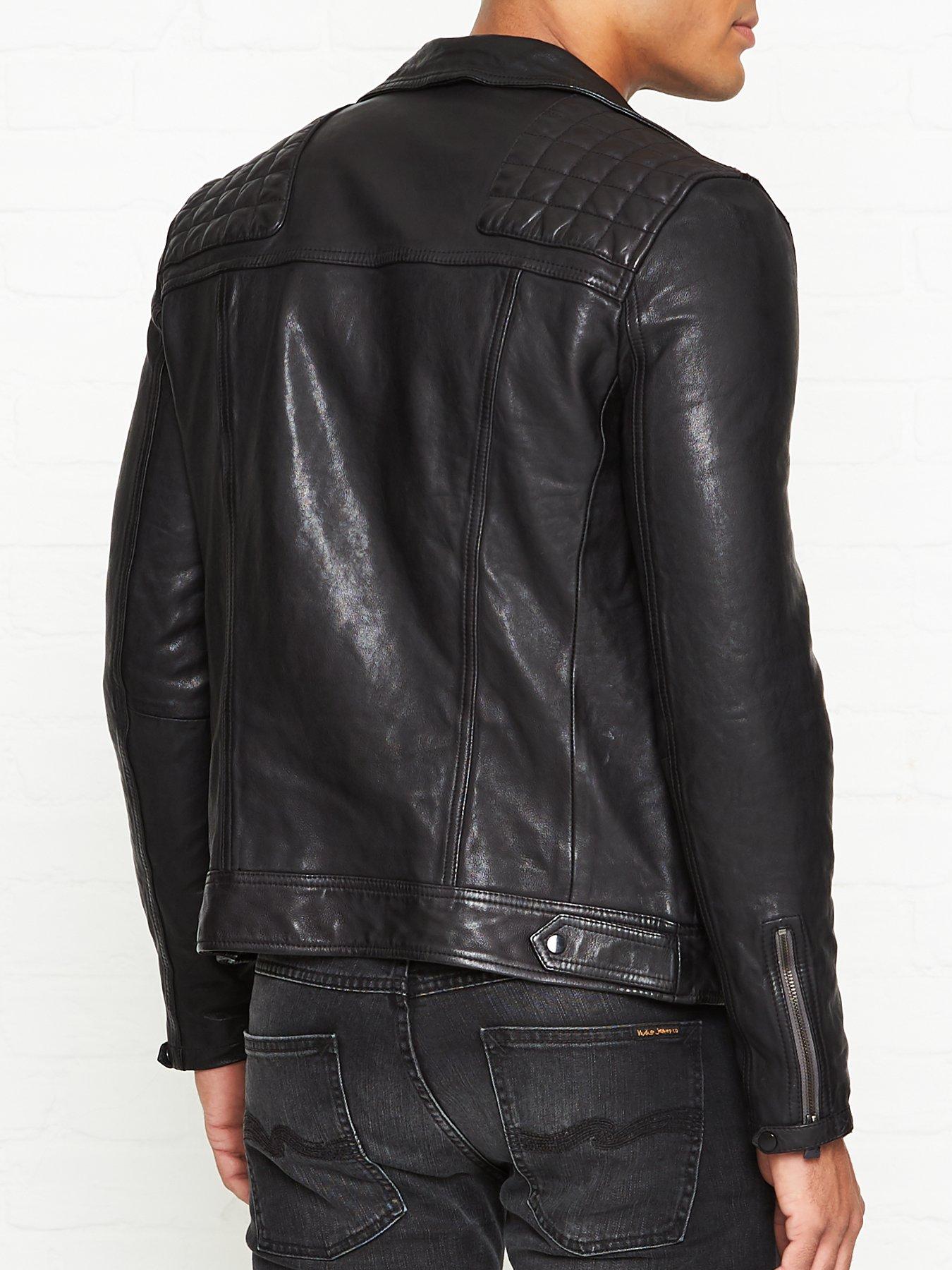 AllSaints Conroy Biker Jacket - Navy | Very.co.uk