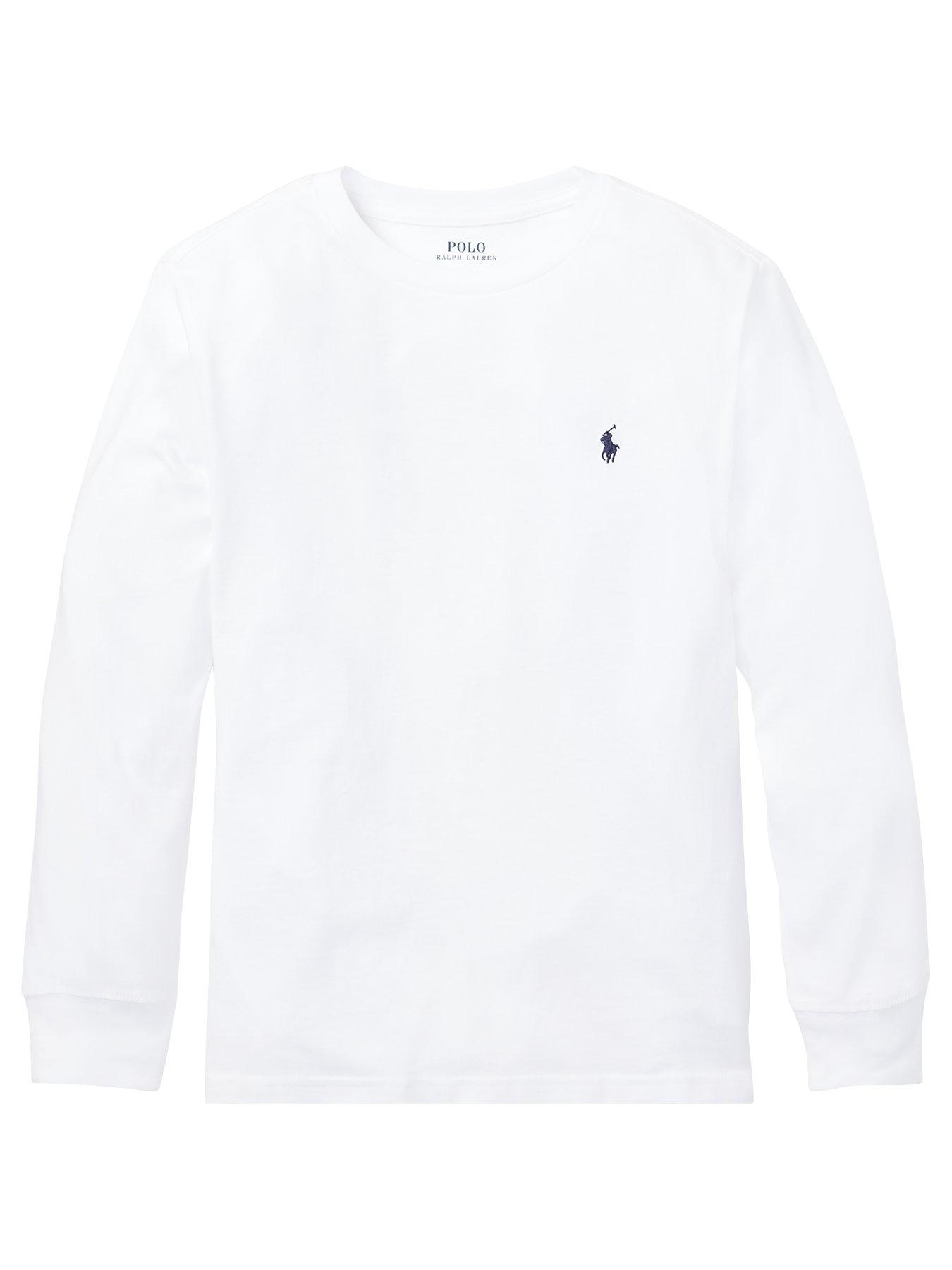 boys long sleeve white polo